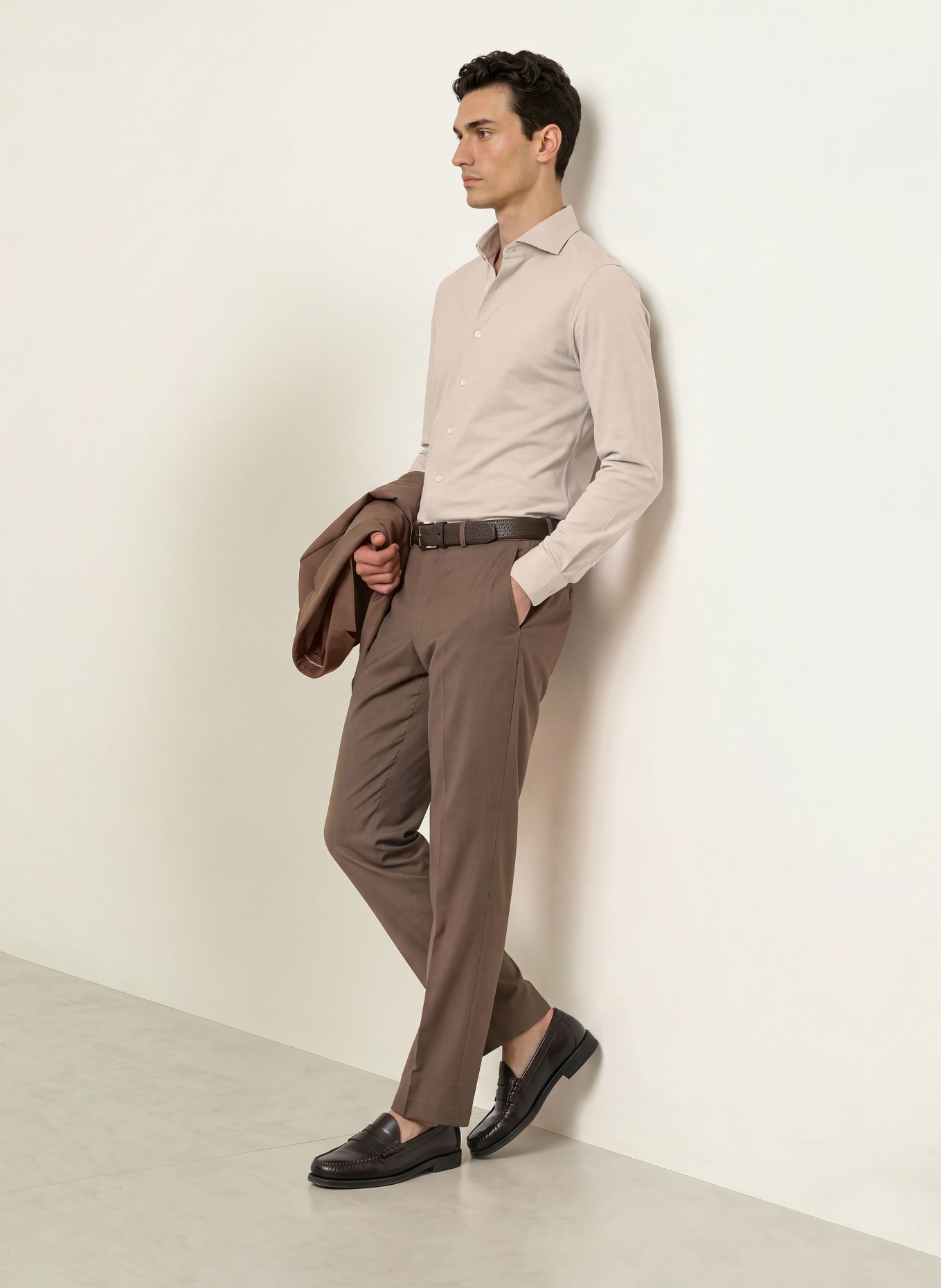 PROFUOMO Hemd Slim Fit: BEIGE / CREME