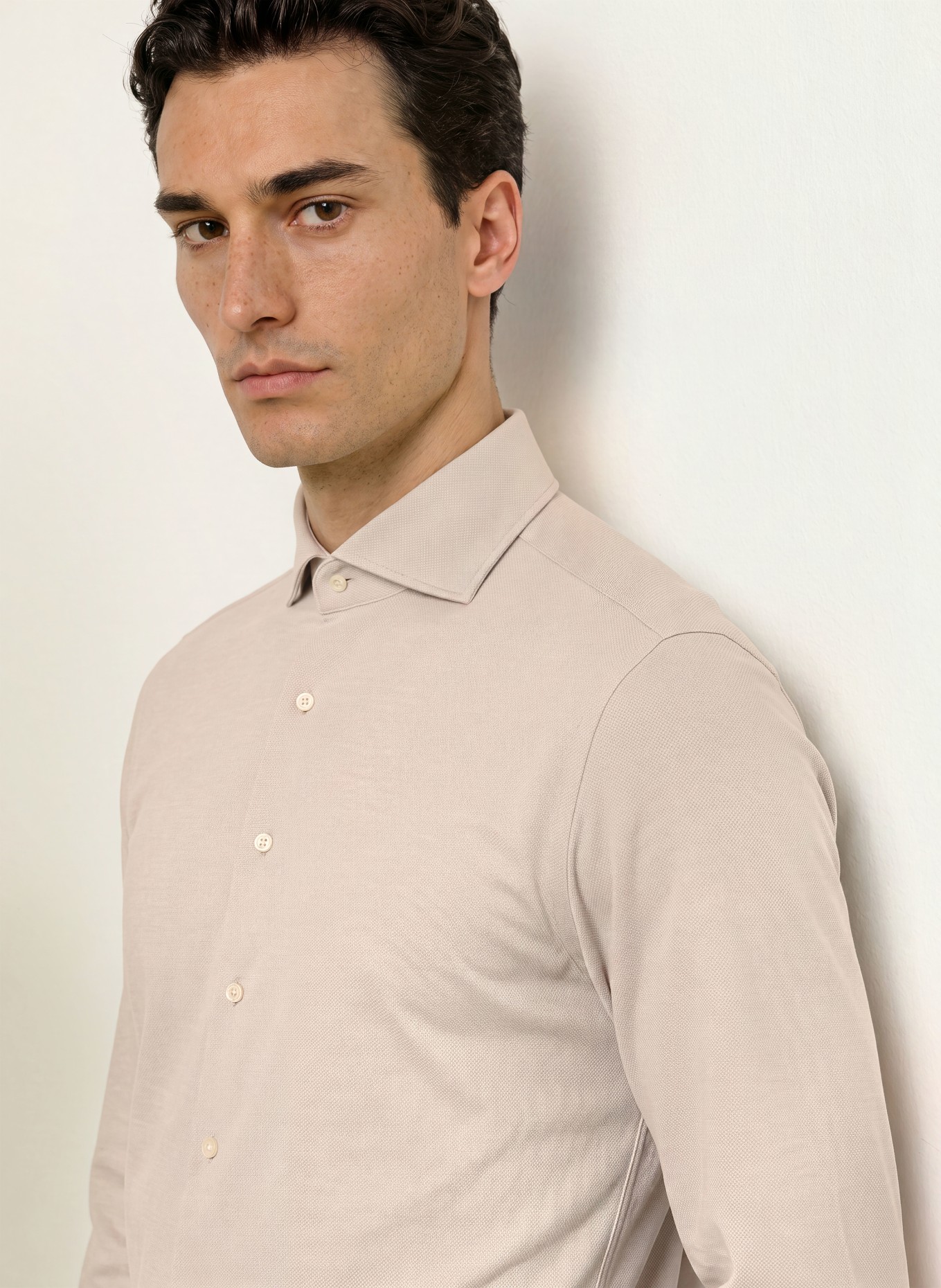 PROFUOMO Hemd Slim Fit: BEIGE / CREME