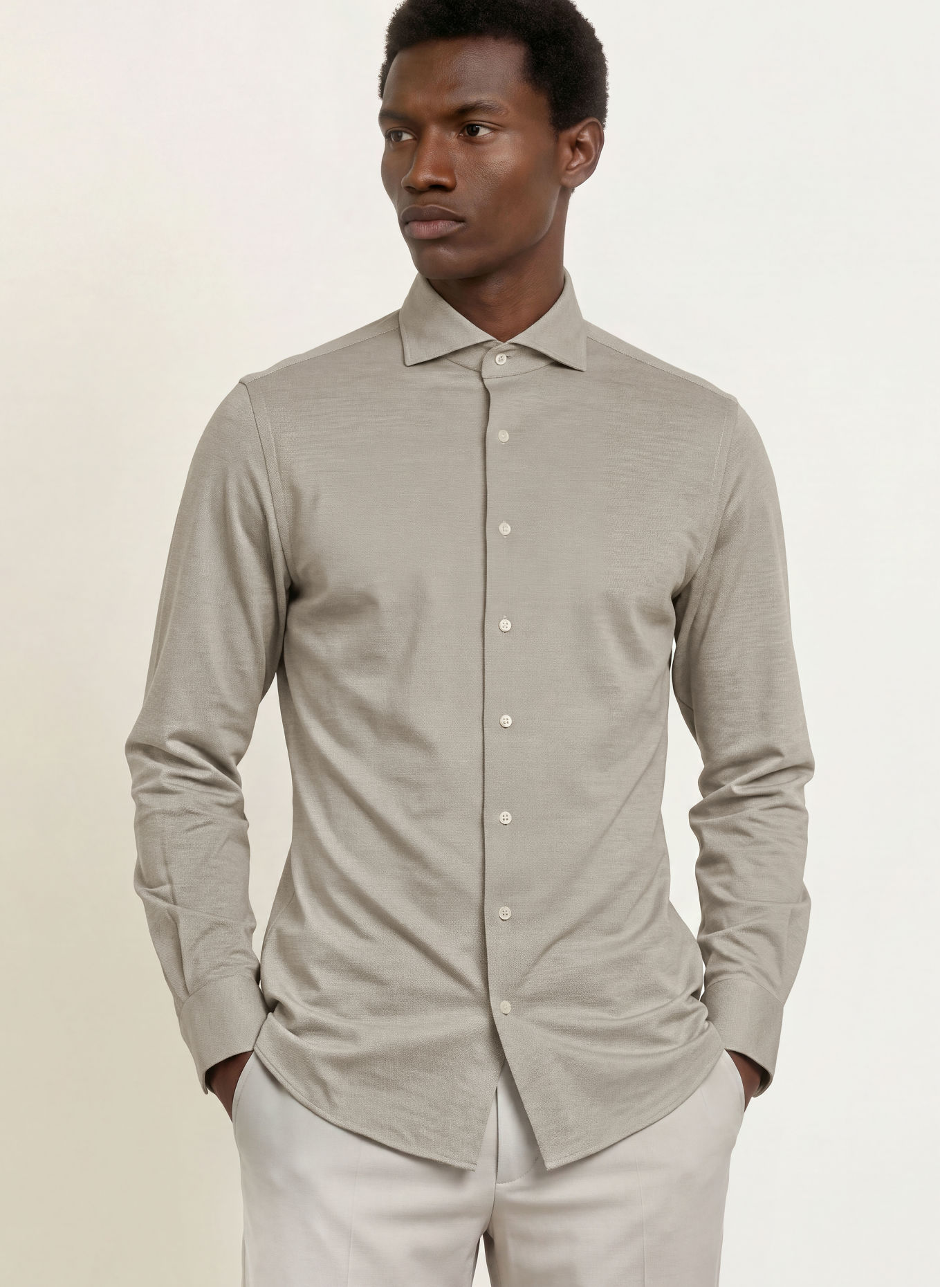 PROFUOMO Hemd Slim Fit: DUNKELGRÜN / CREME