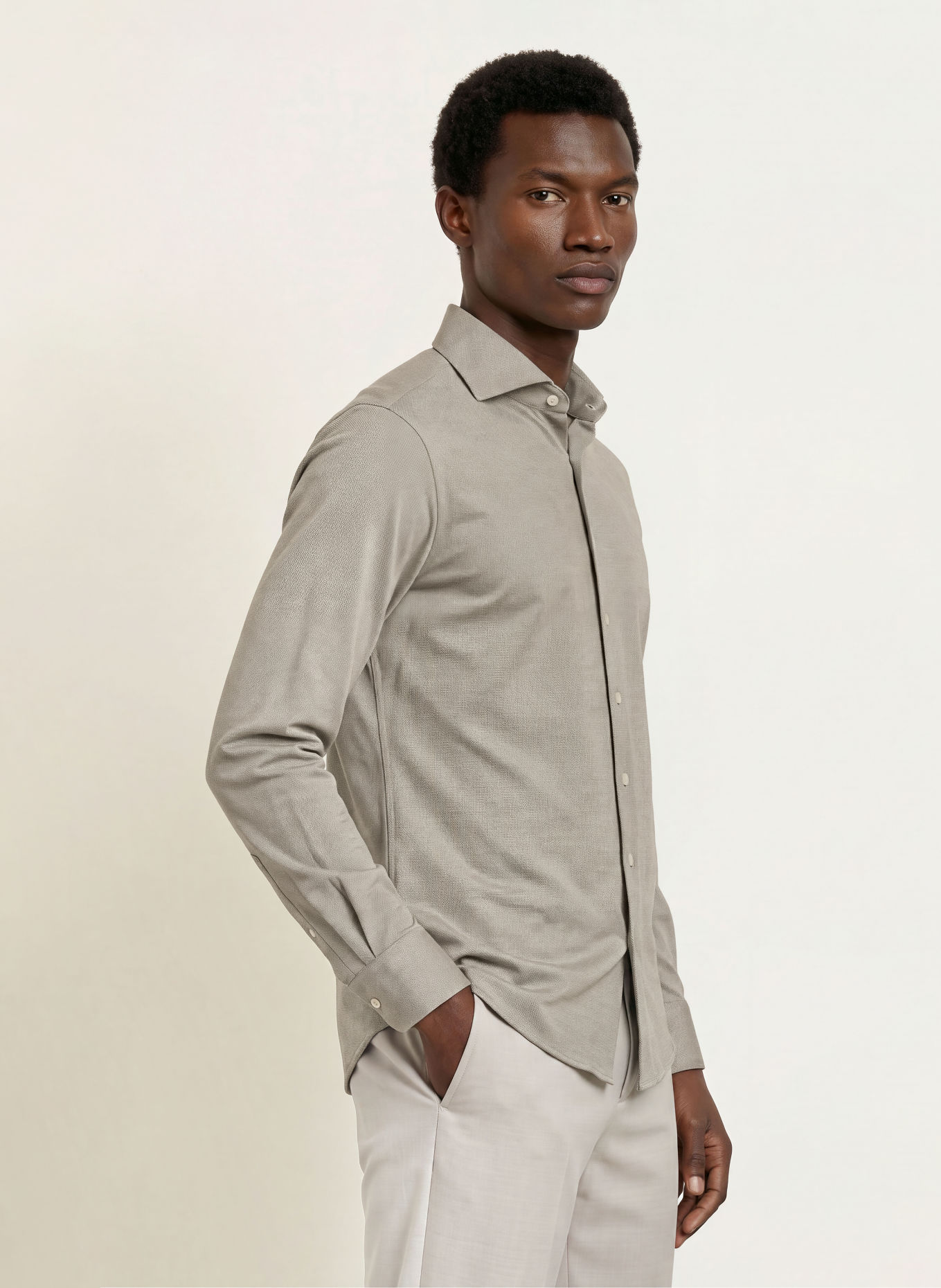 PROFUOMO Hemd Slim Fit: DUNKELGRÜN / CREME