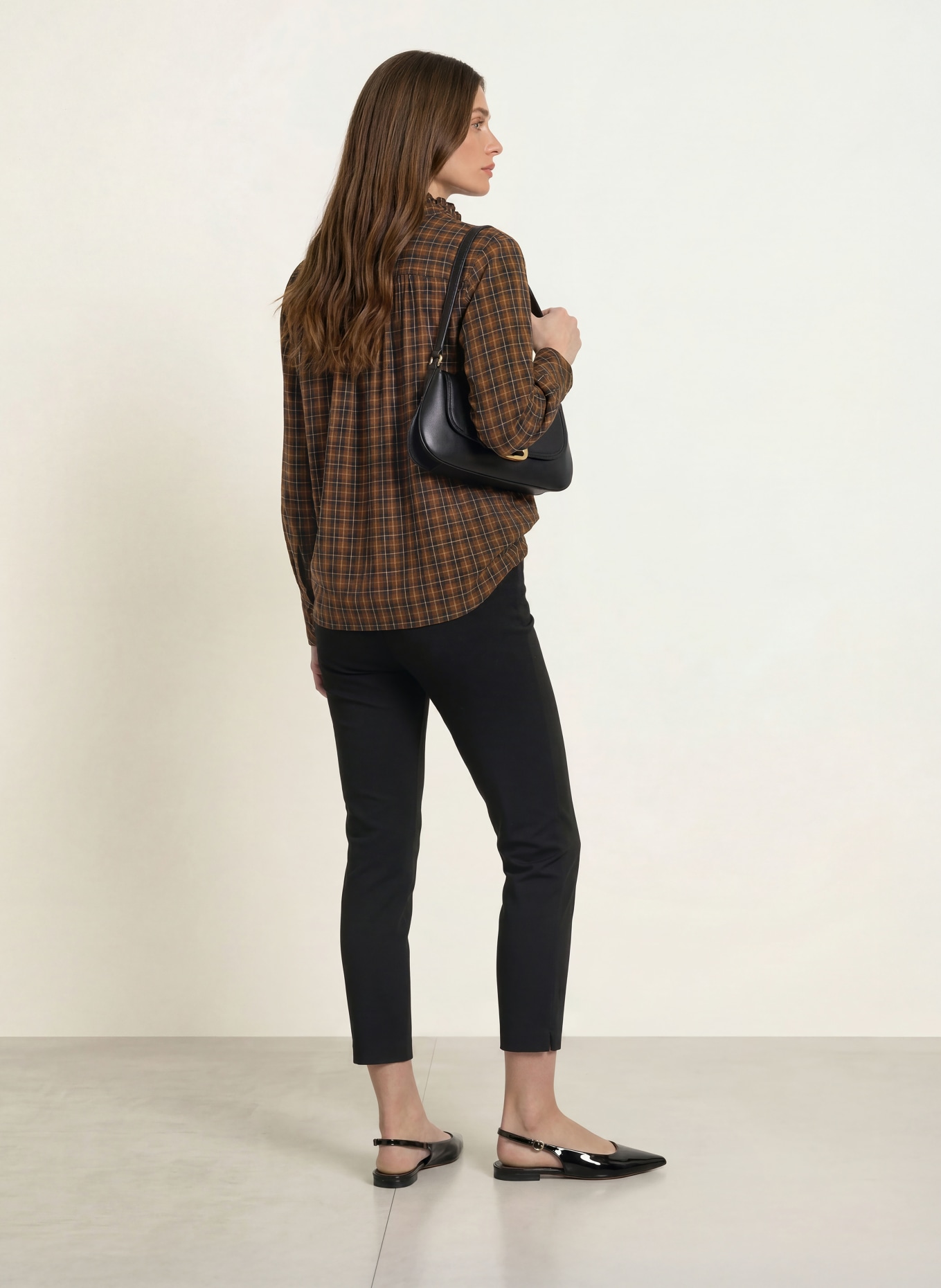 lilienfels Blus med volanger: BRUN / KONJAK / SVART