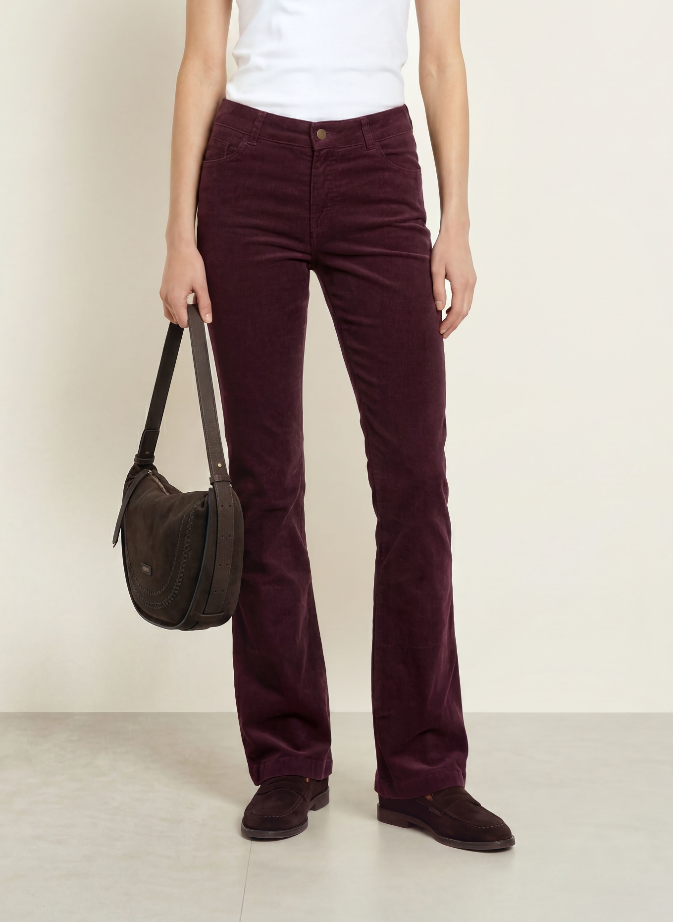 BRAX Pantaloni bootcut SHAKIRA din velur: MOV ÎNCHIS