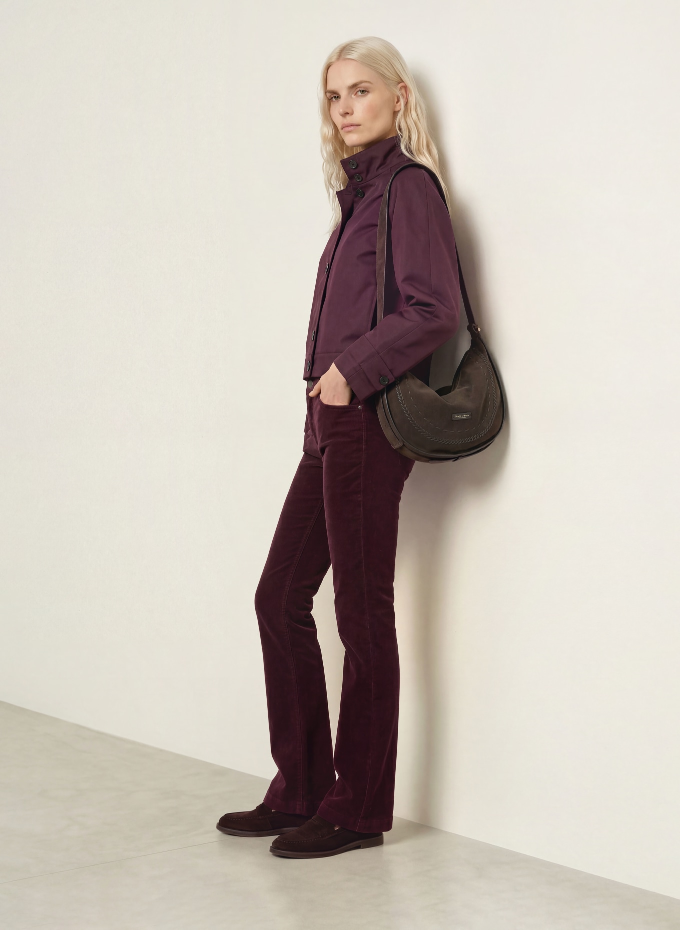 BRAX Pantaloni bootcut SHAKIRA din velur: MOV ÎNCHIS