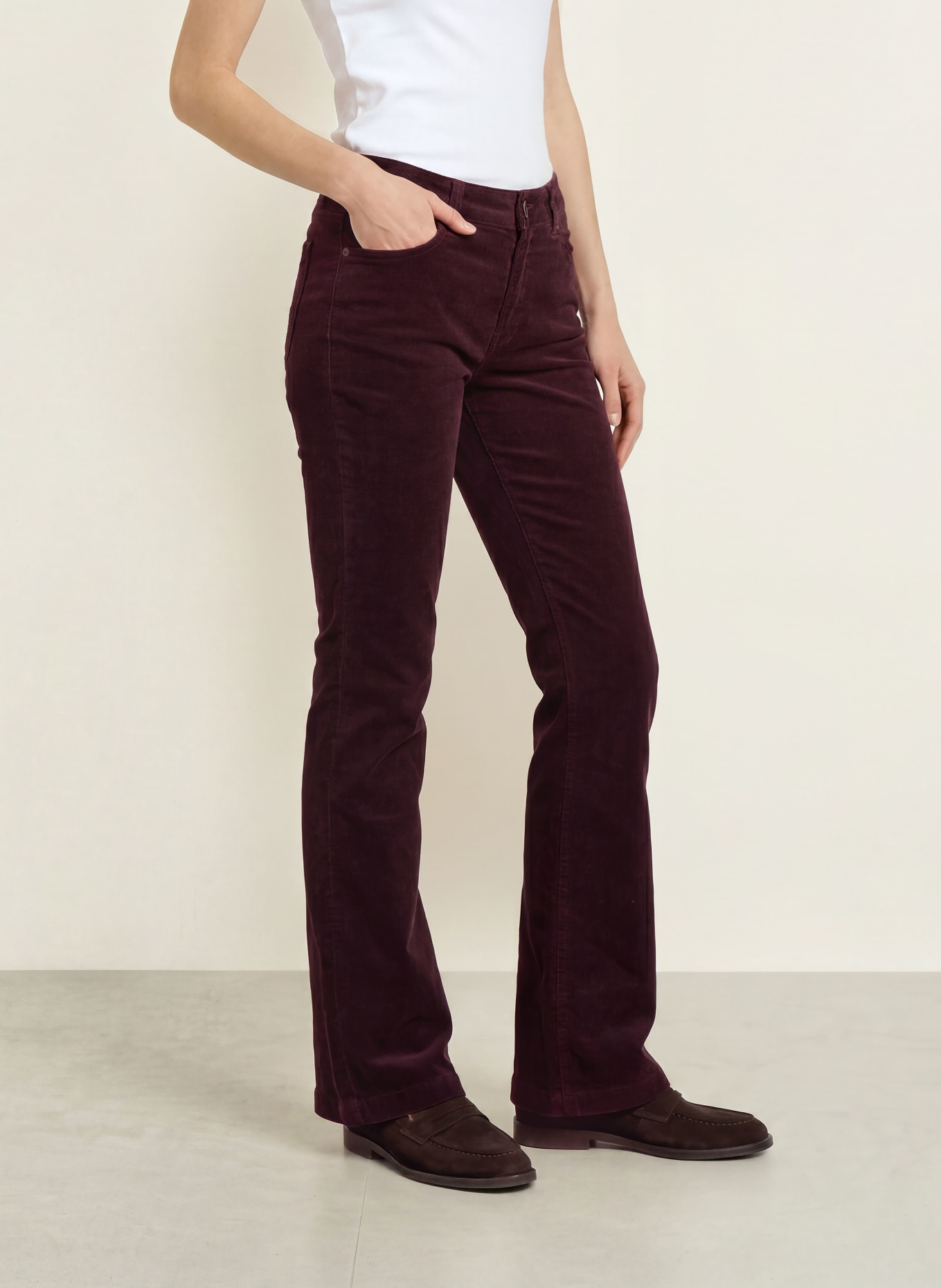 BRAX Pantaloni bootcut SHAKIRA din velur: MOV ÎNCHIS
