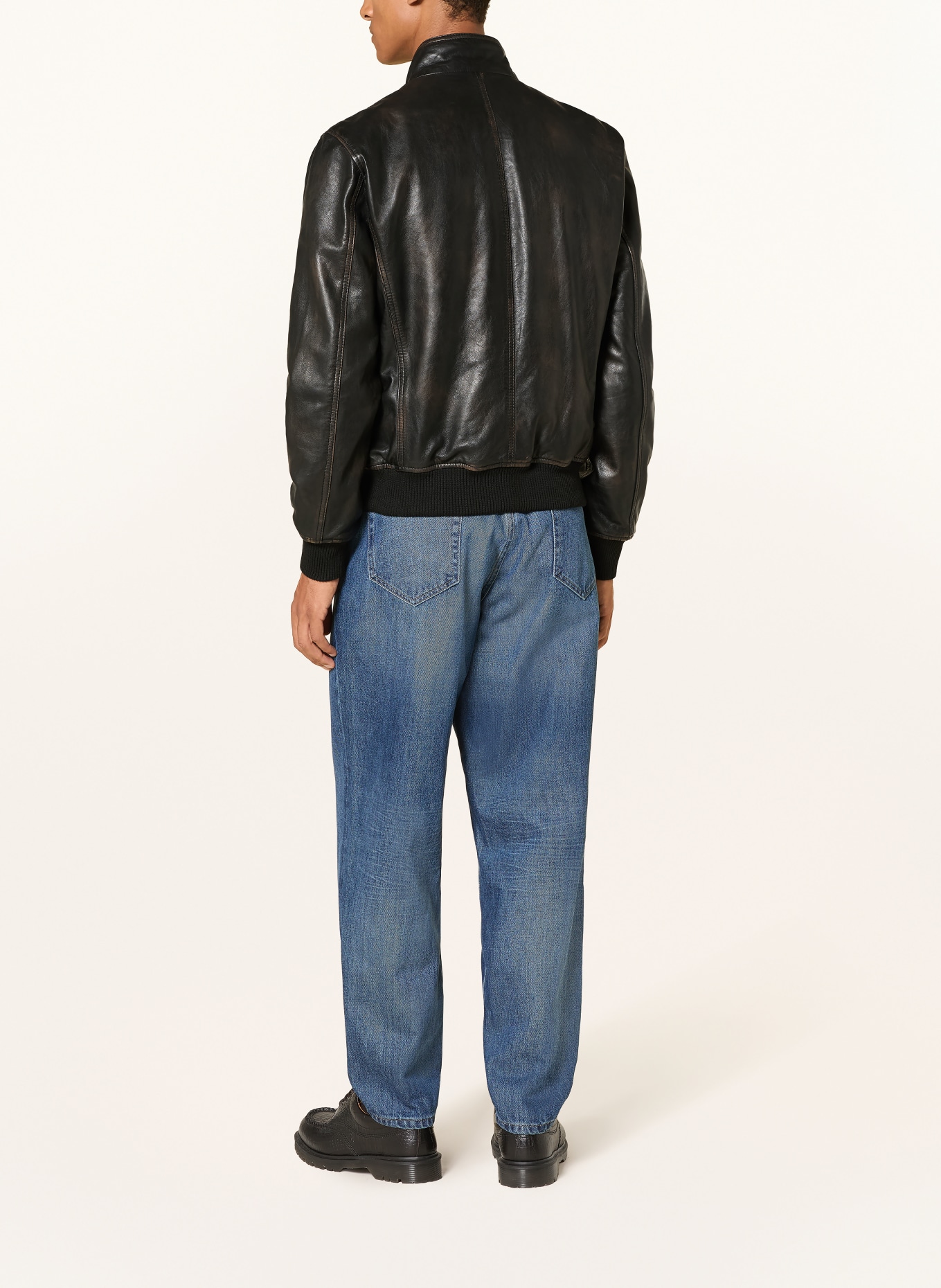 STRELLSON Læderblouson: MØRKEBRUN