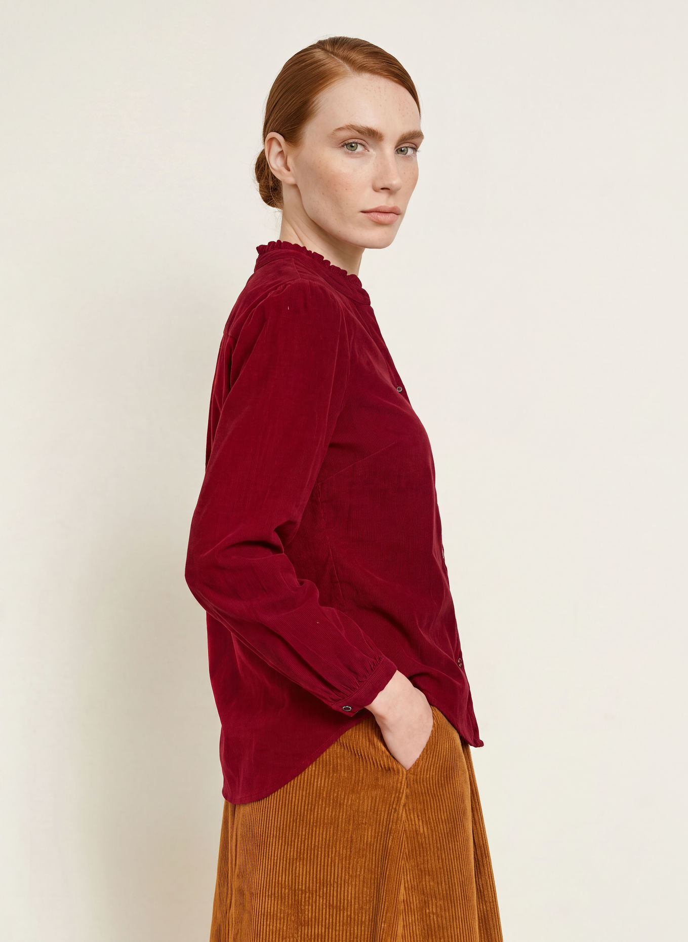 BRAX Cordbluse VIOLET: DUNKELROT
