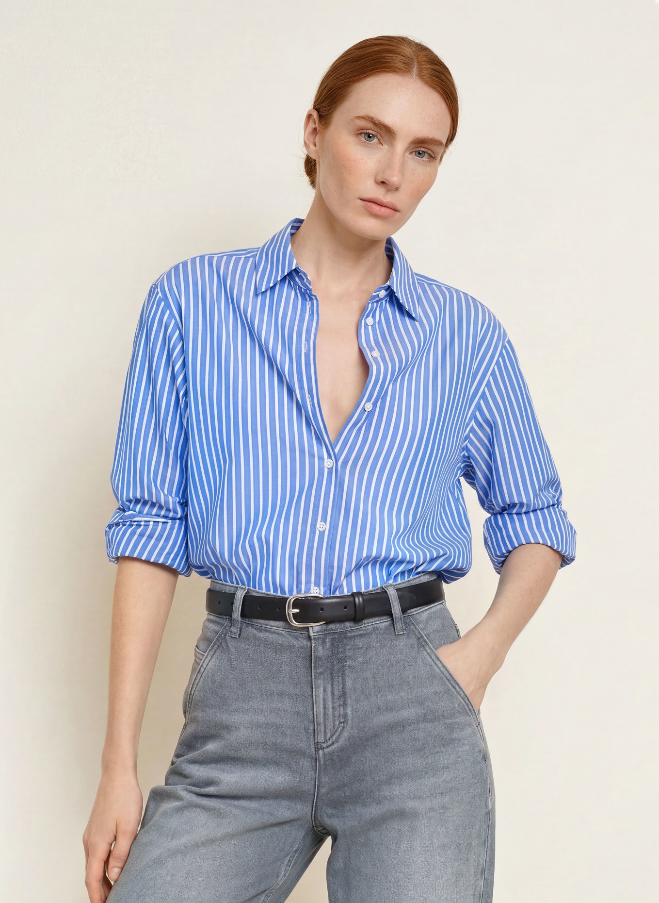 BRAX Hemdbluse VIC: BLAU / WEISS