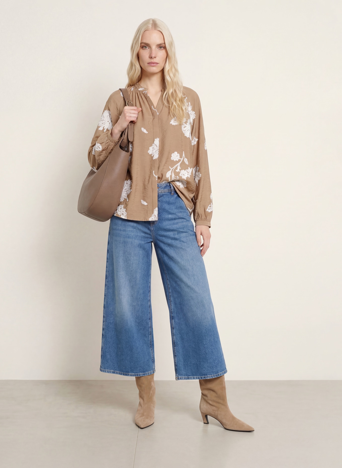 BRAX Blouse VIVIAN: BRUIN / WIT