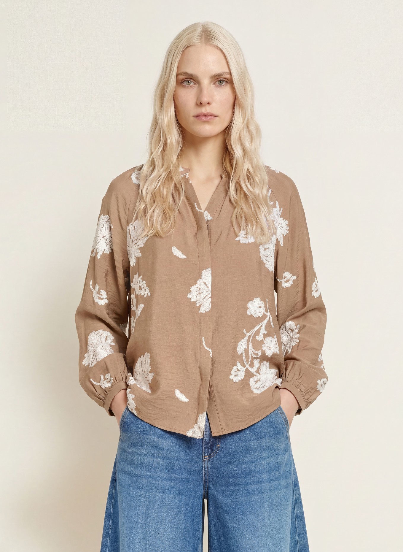 BRAX Blouse VIVIAN: BRUIN / WIT