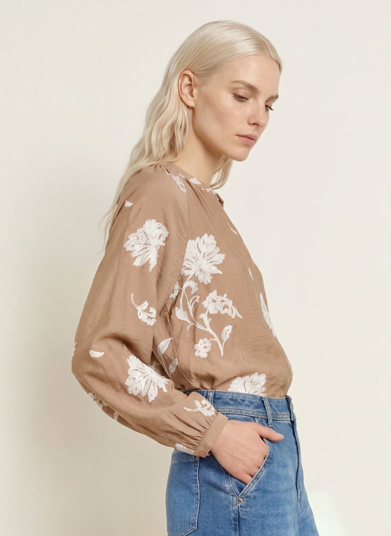 BRAX Blouse VIVIAN: BRUIN / WIT