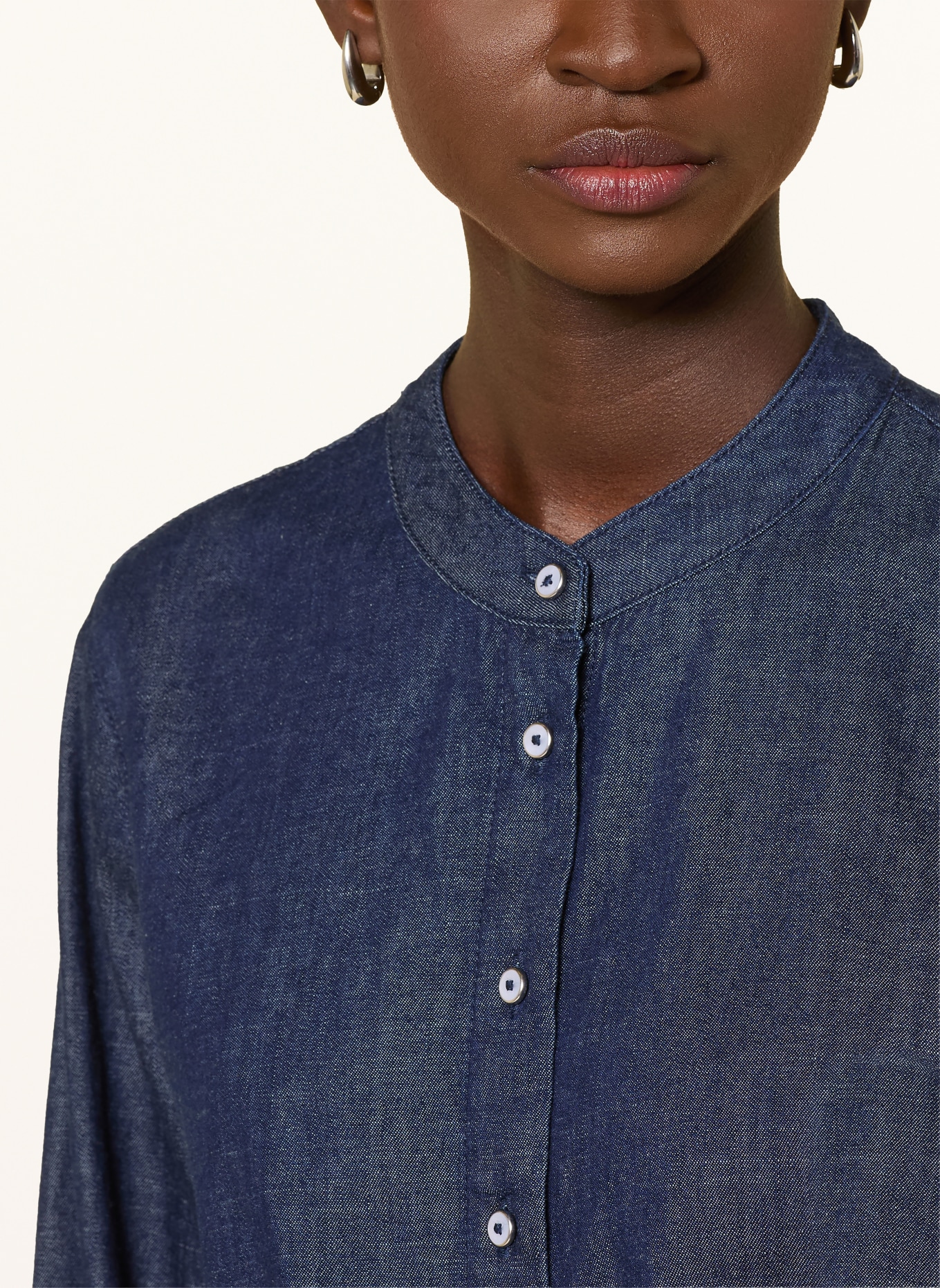 BRAX VELIA denim blouse with detachable bow: DARK BLUE