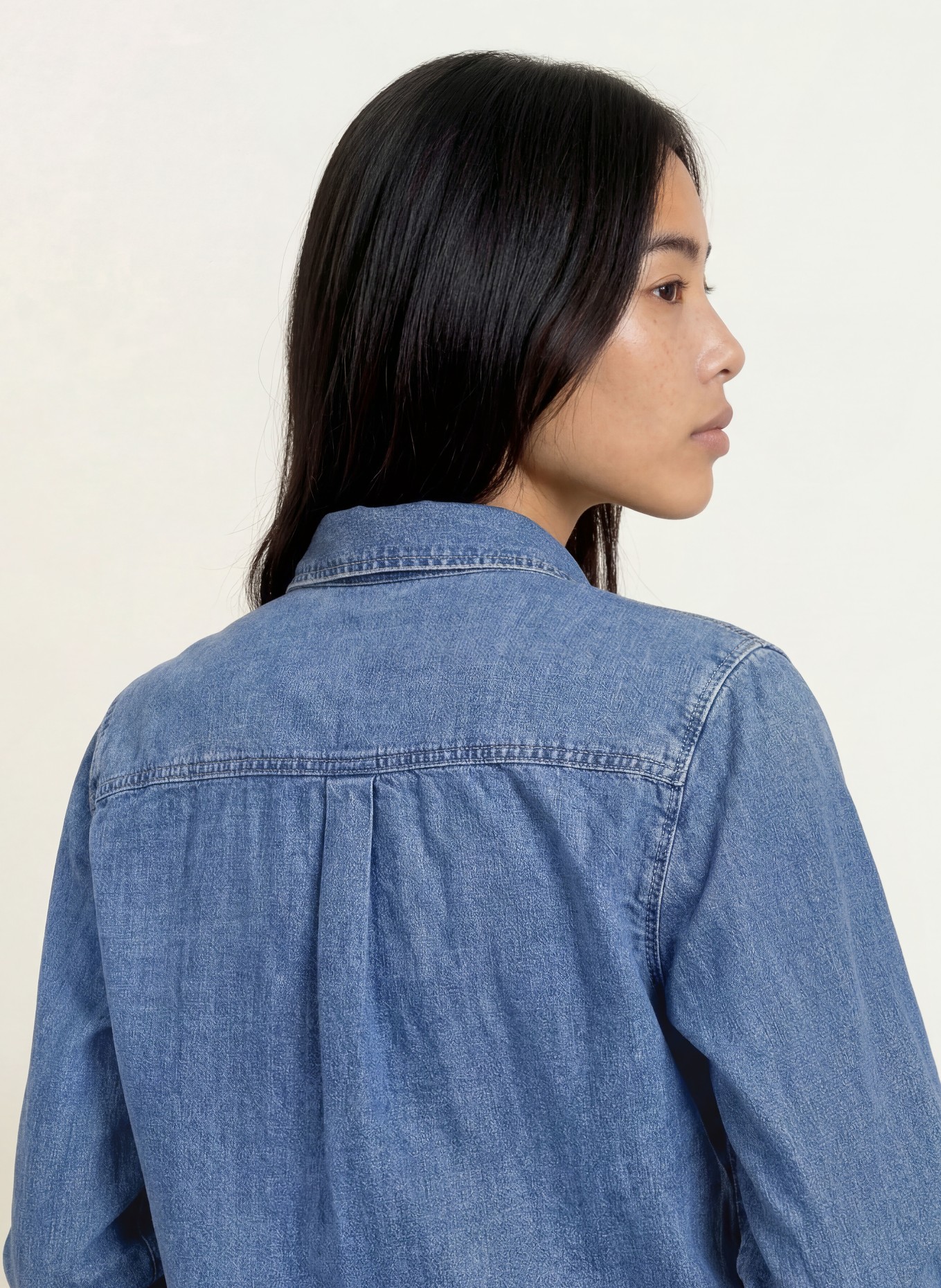 BRAX Jeansbluse VICTORIA mit abnehmbarer Schluppe: BLAU