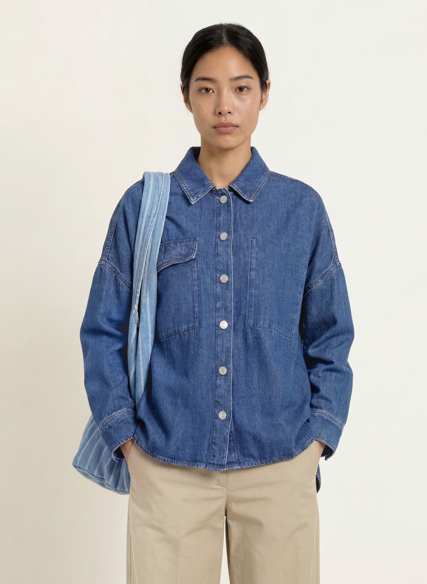 ARMEDANGELS Jeansbluse: BLAU