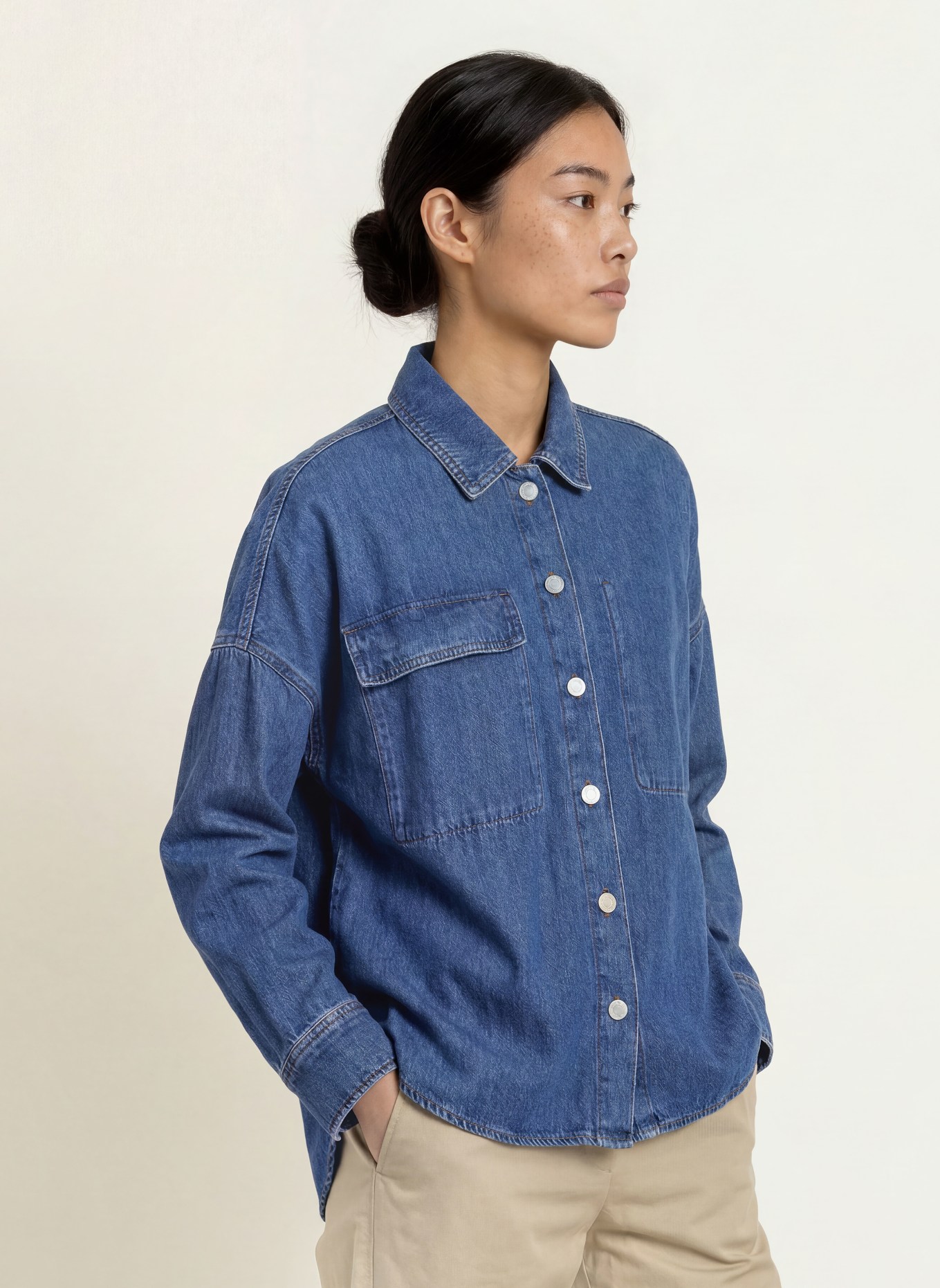 ARMEDANGELS Jeansbluse: BLAU