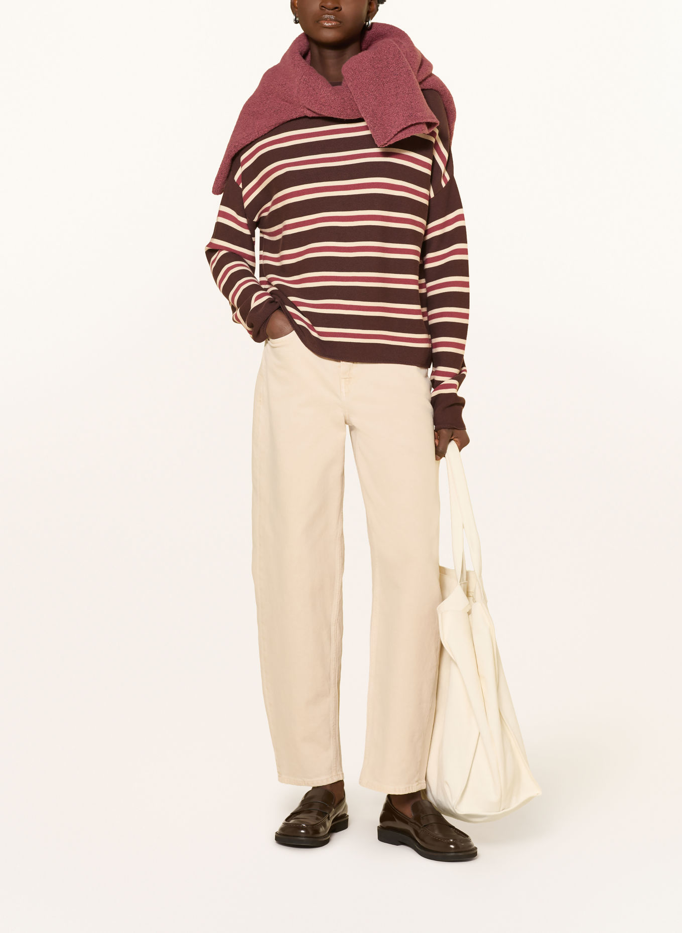ARMEDANGELS Pullover MERINAA: BRAUN / ALTROSA / CREME