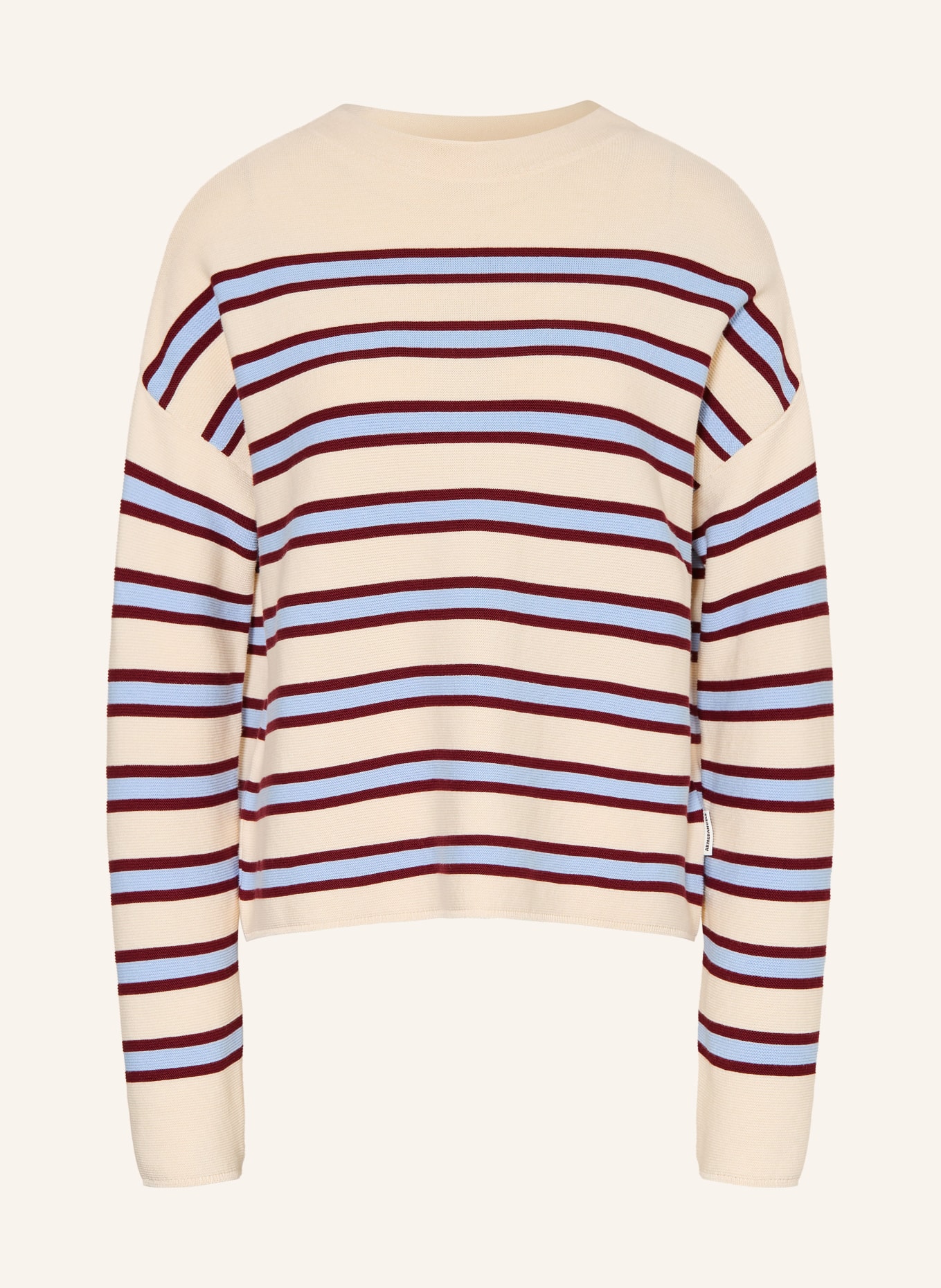 ARMEDANGELS Pullover MERINAA: CREME / DUNKELROT / HELLBLAU