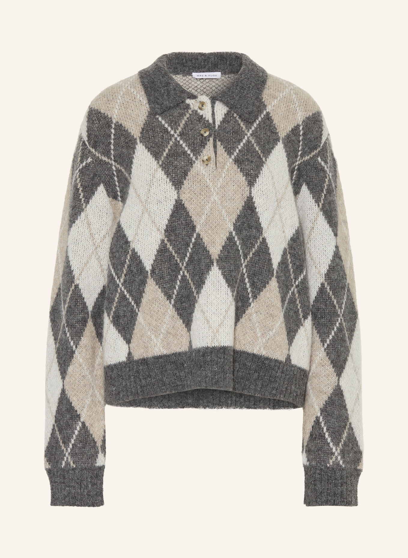 MRS & HUGS Alpaca Sweater: CREAM / BEIGE / DARK GRAY