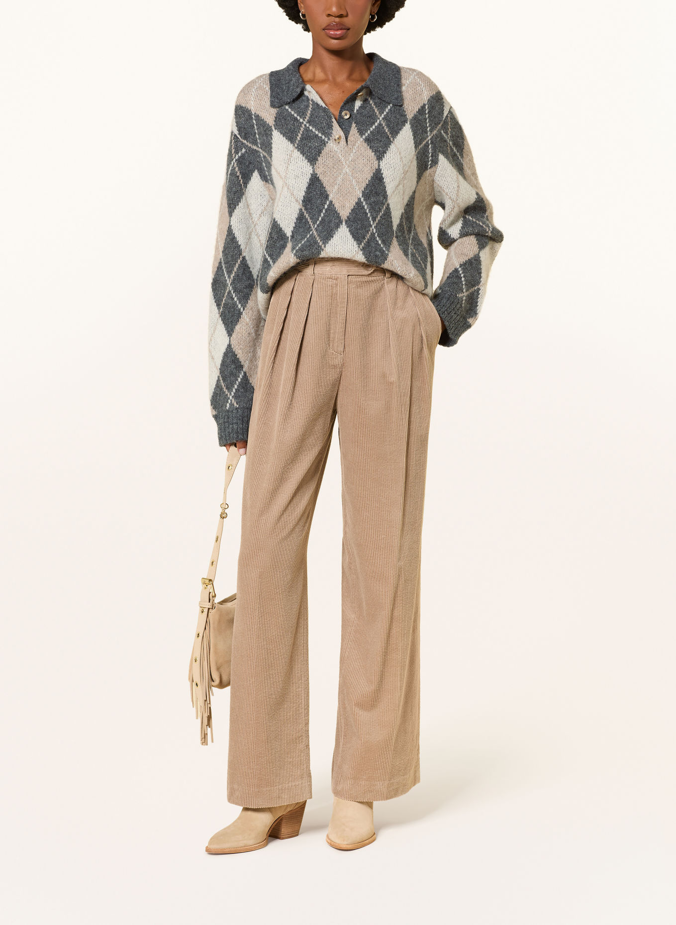 MRS & HUGS Alpaca Sweater: CREAM / BEIGE / DARK GRAY