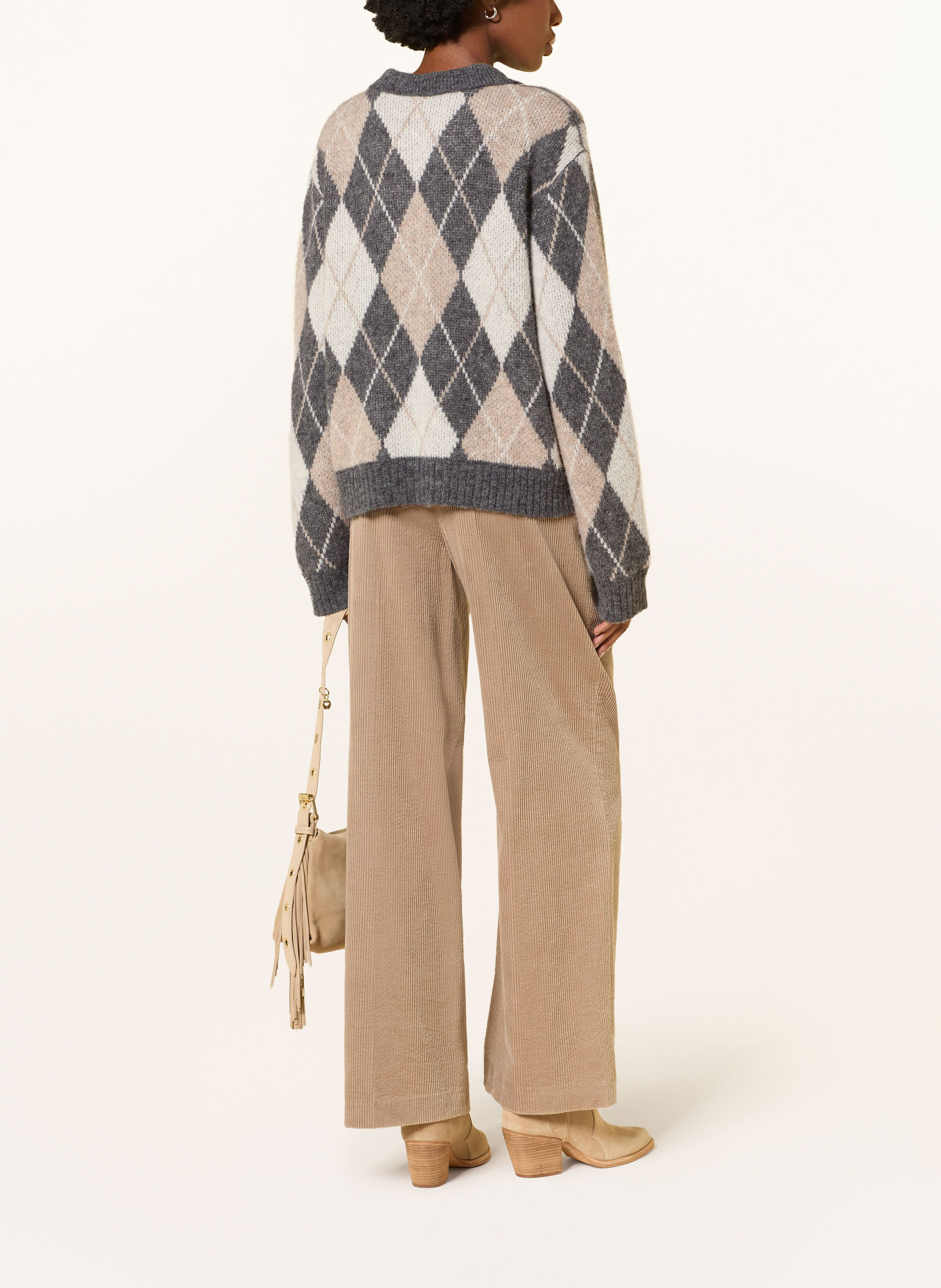 MRS & HUGS Alpaca Sweater: CREAM / BEIGE / DARK GRAY