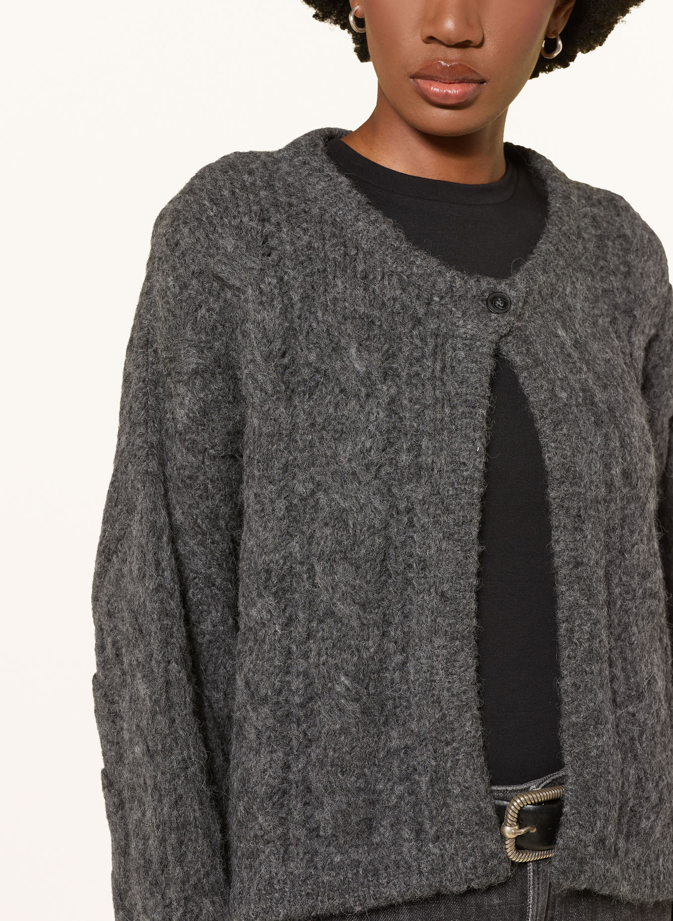 MRS & HUGS Vest met alpaca: DONKERGRIJS