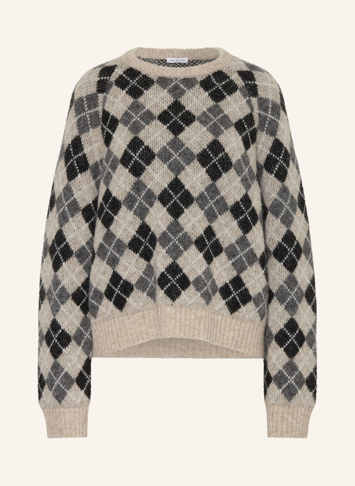 MRS & HUGS Alpaca Sweater: BEIGE / GRAY / BLACK