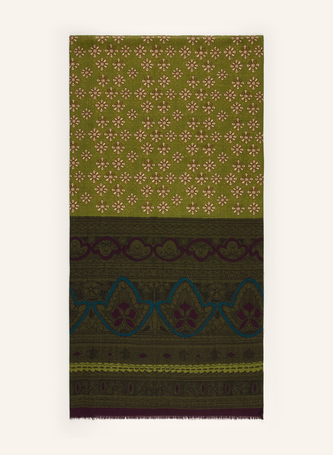 Barbieri Scarves: OLIVE / PURPLE / DARK GREEN