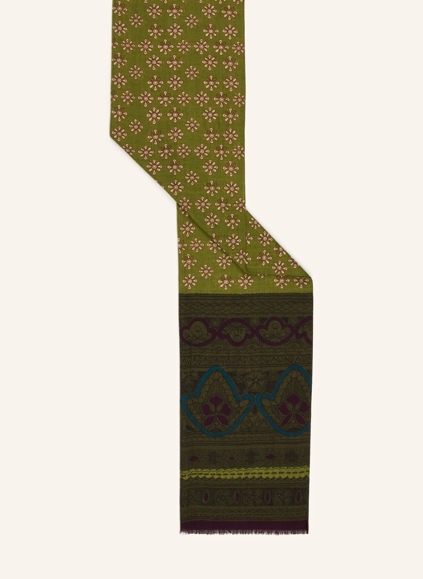 Barbieri Scarves: OLIVE / PURPLE / DARK GREEN