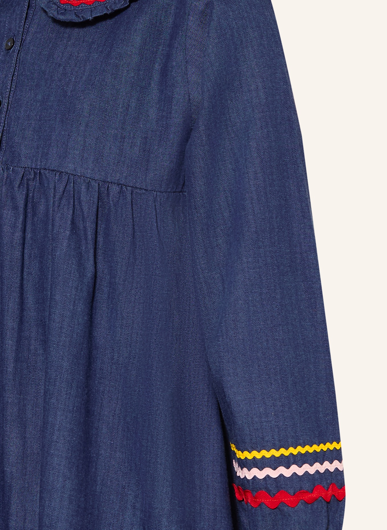 PETIT BATEAU Jeanskleid: DUNKELBLAU / DUNKELROT / GELB