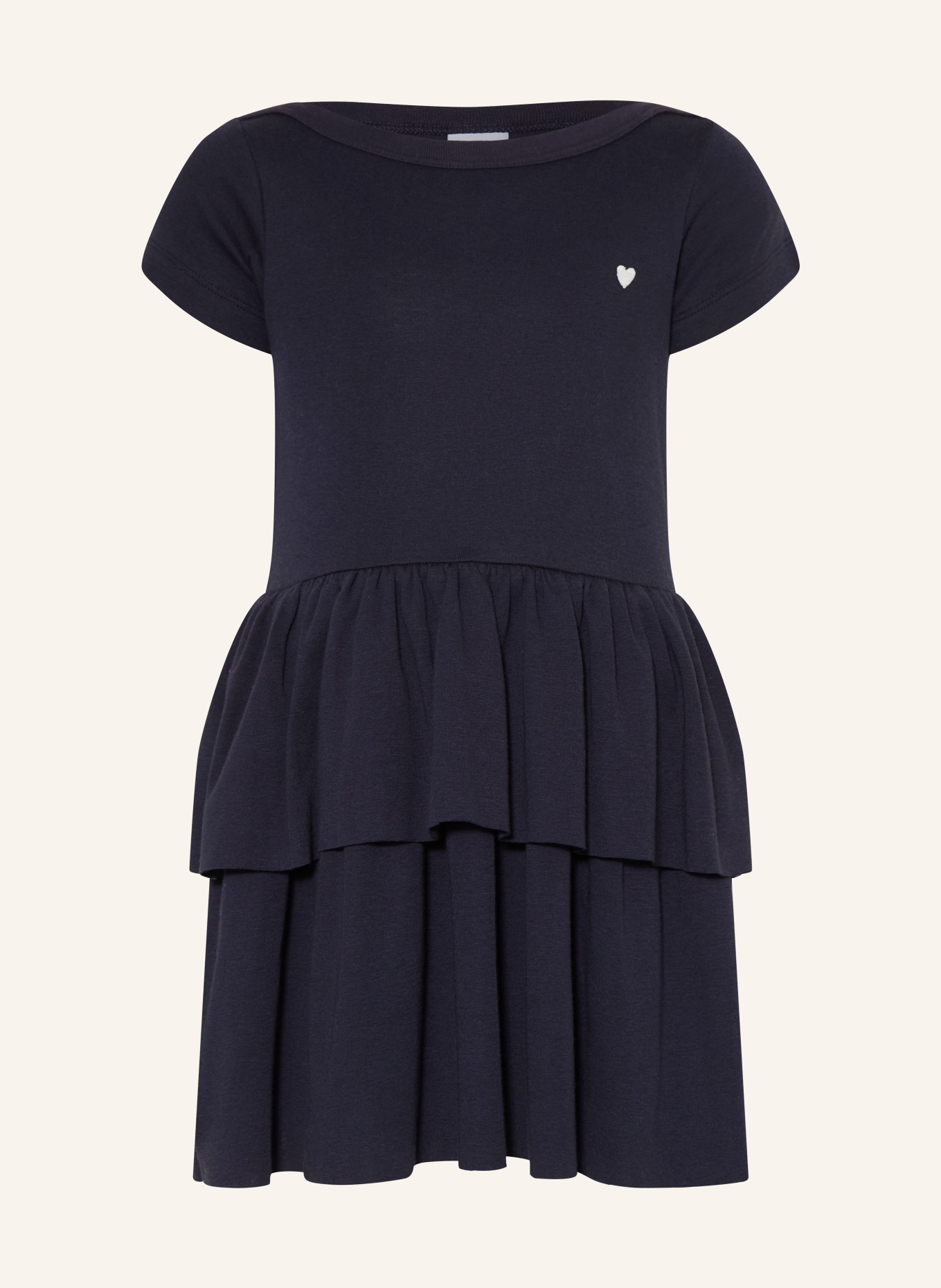 PETIT BATEAU Jerseyjurk met volants: DONKERBLAUW