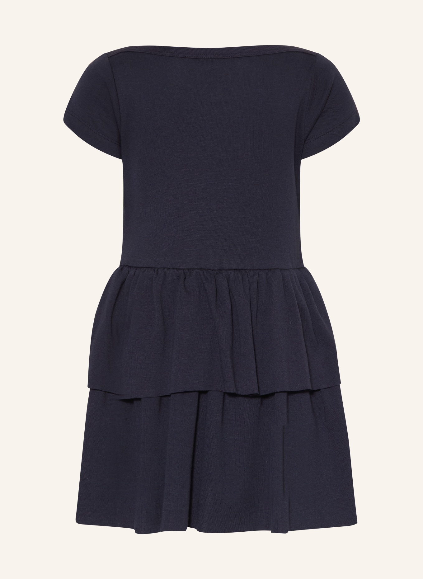 PETIT BATEAU Jerseyjurk met volants: DONKERBLAUW