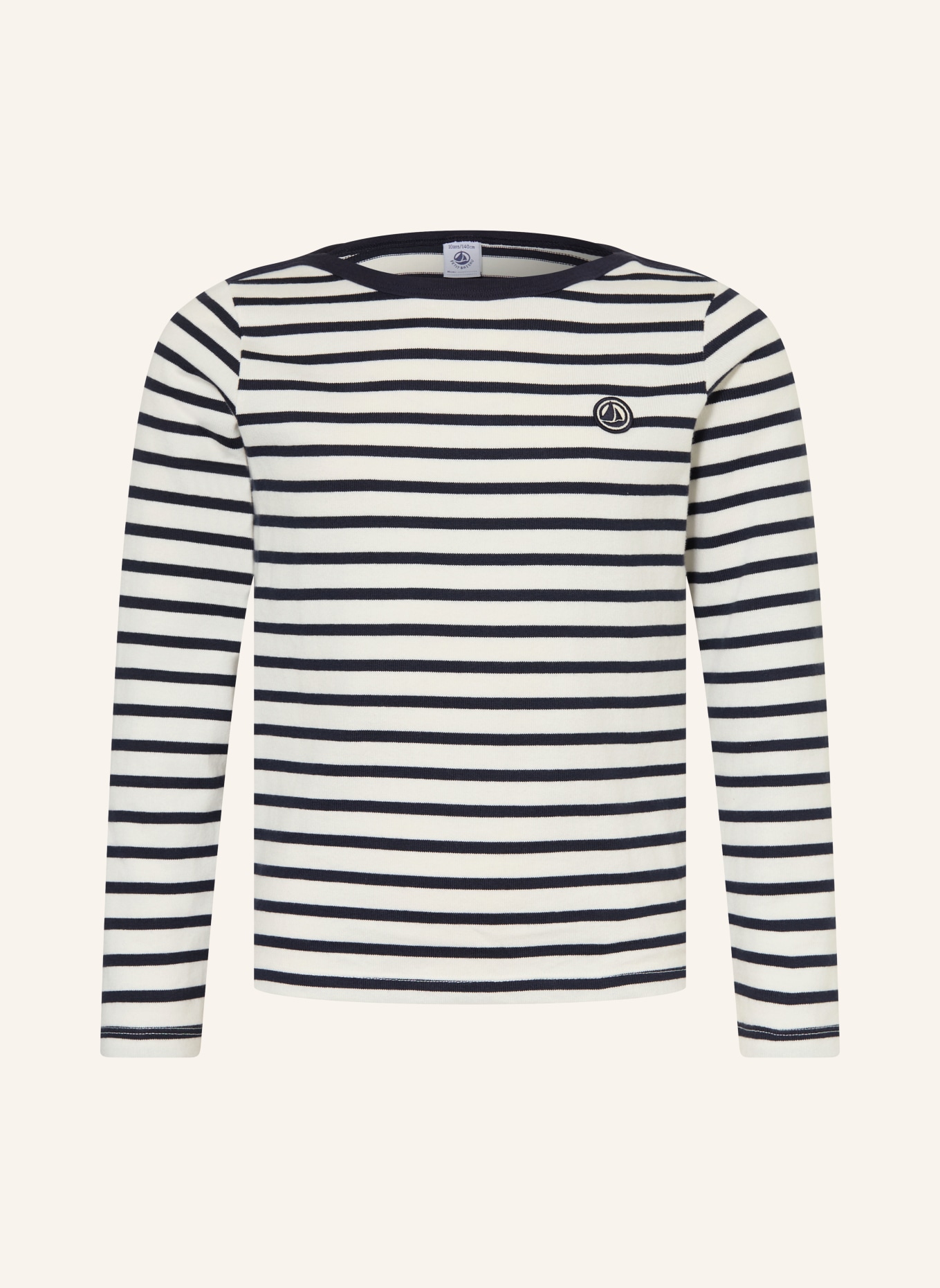 PETIT BATEAU Long-sleeve shirt: WHITE / DARK BLUE