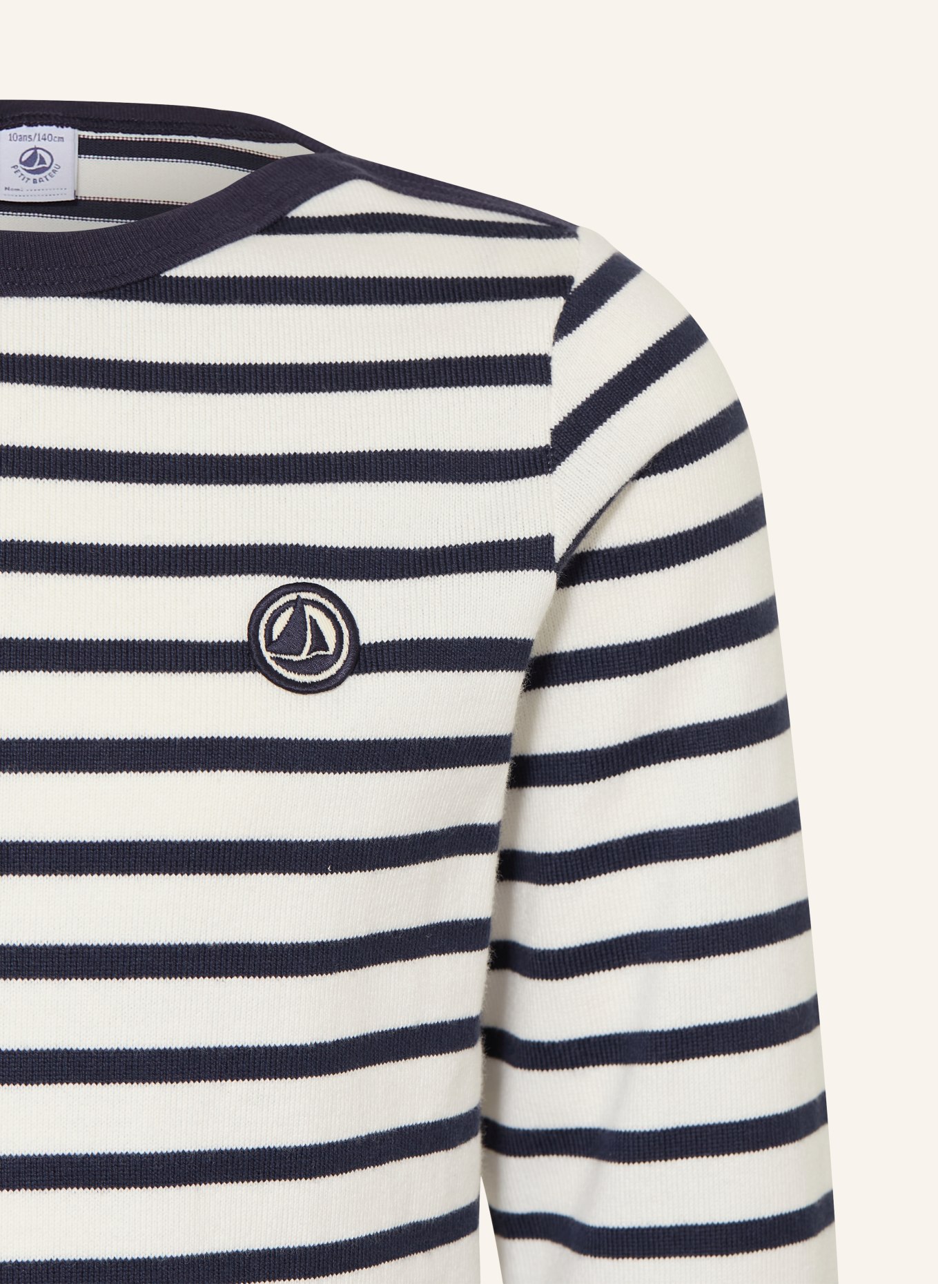 PETIT BATEAU Long-sleeve shirt: WHITE / DARK BLUE