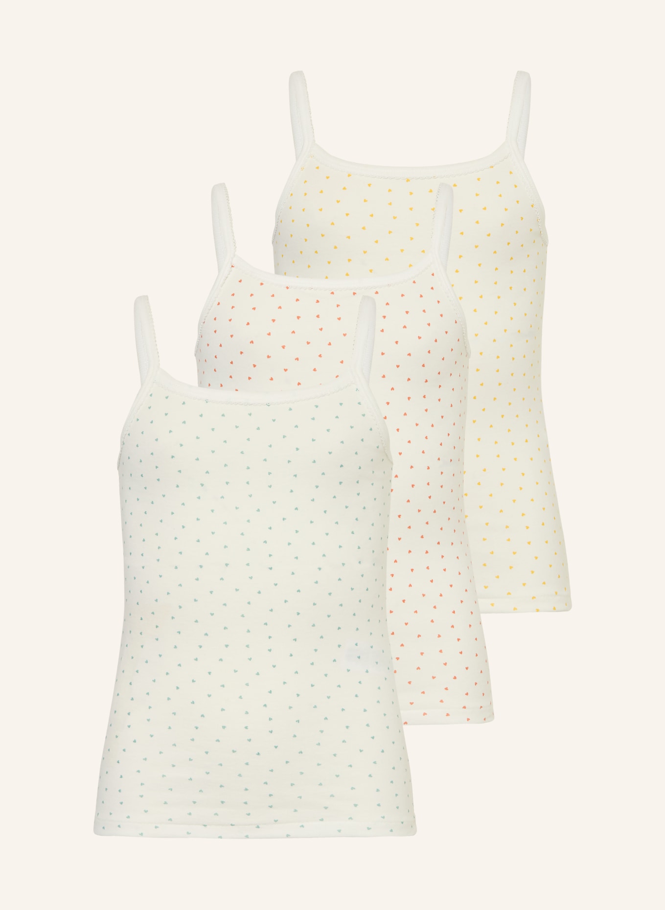 PETIT BATEAU 3-Pack Tops: WHITE / ORANGE / YELLOW