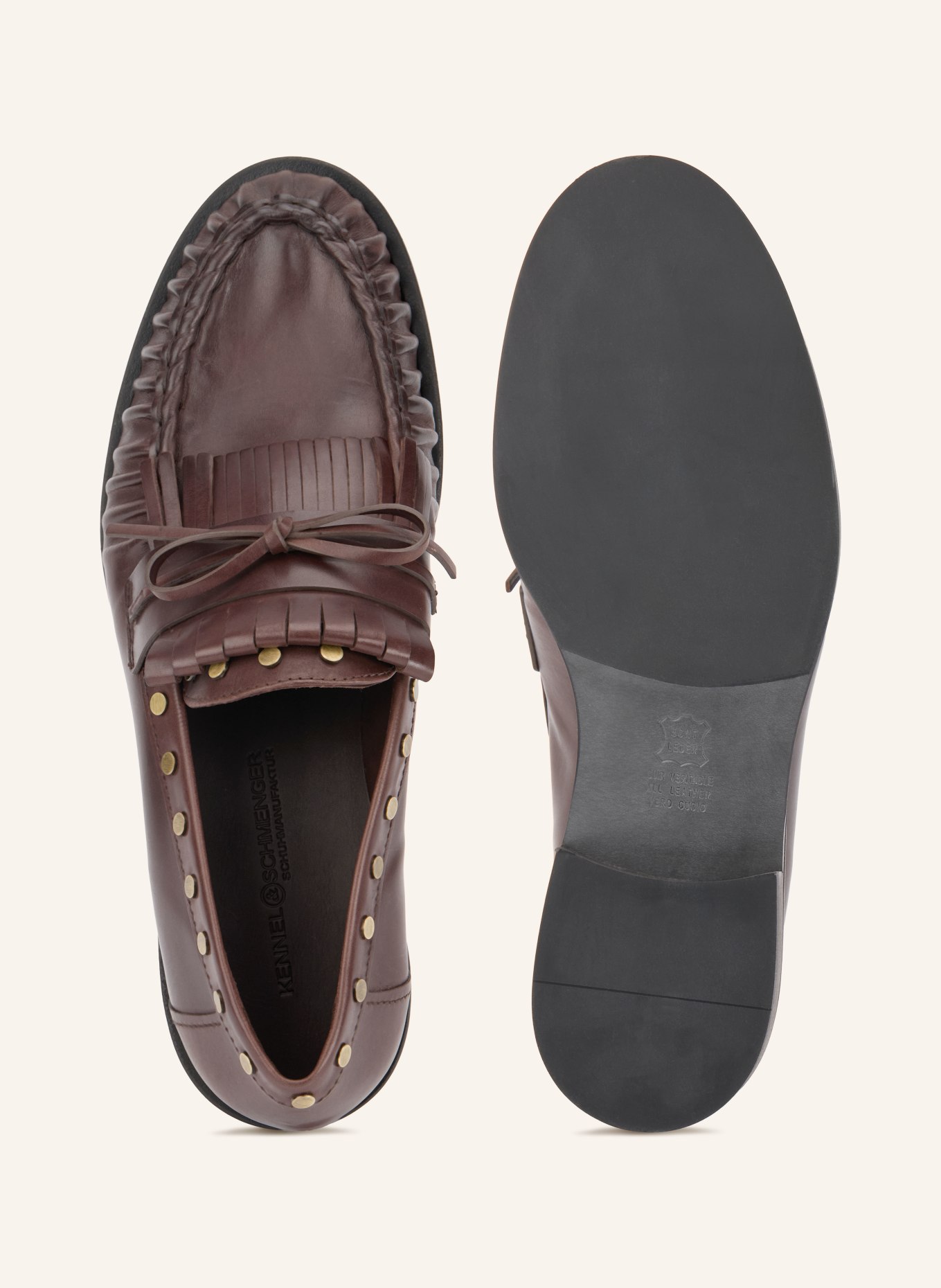 KENNEL & SCHMENGER Loafers MILL à rivets: MARRON FONCÉ / OR