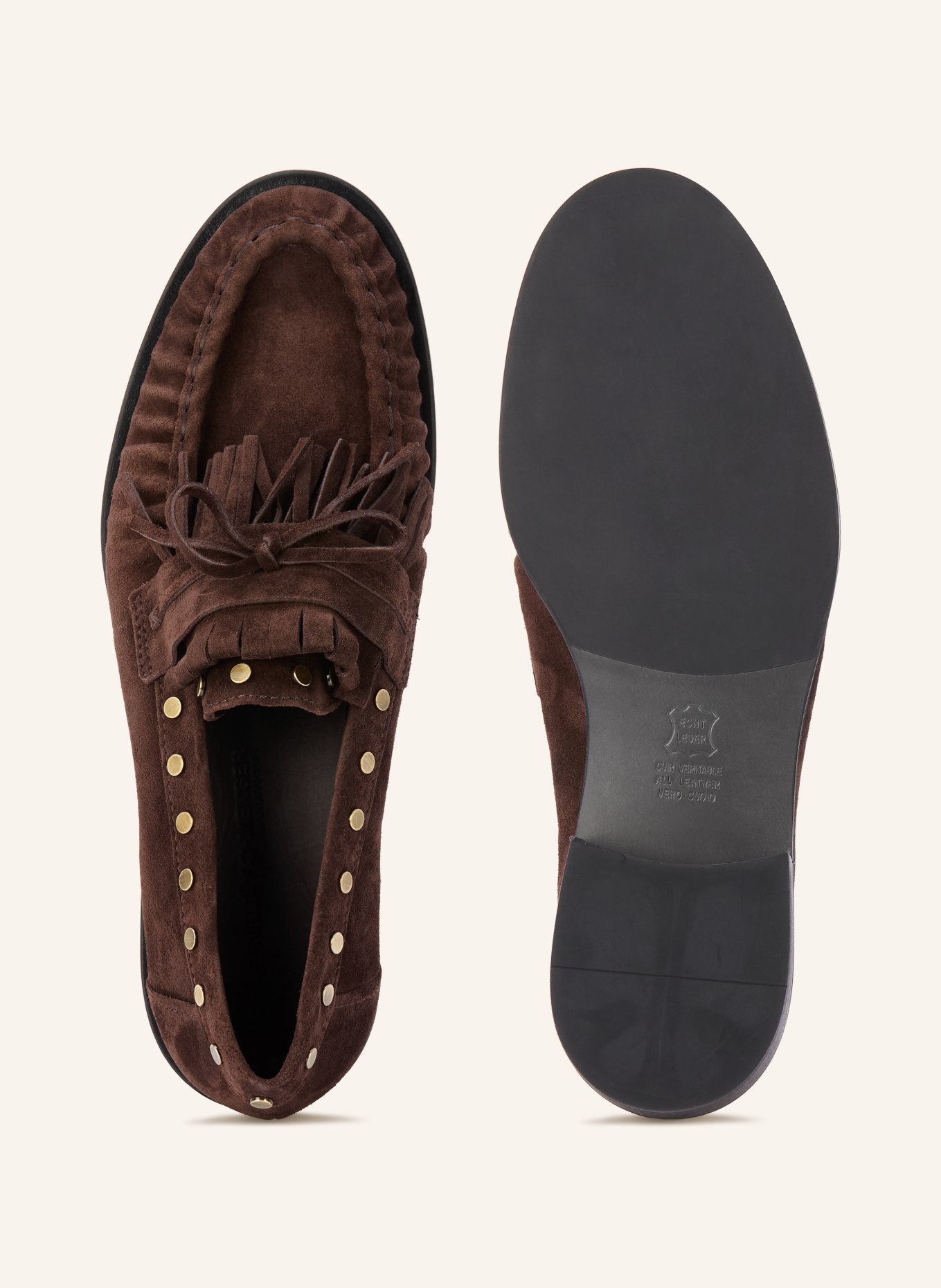 KENNEL & SCHMENGER Loafers MILL met studs: MARRON FONCÉ / GOUD