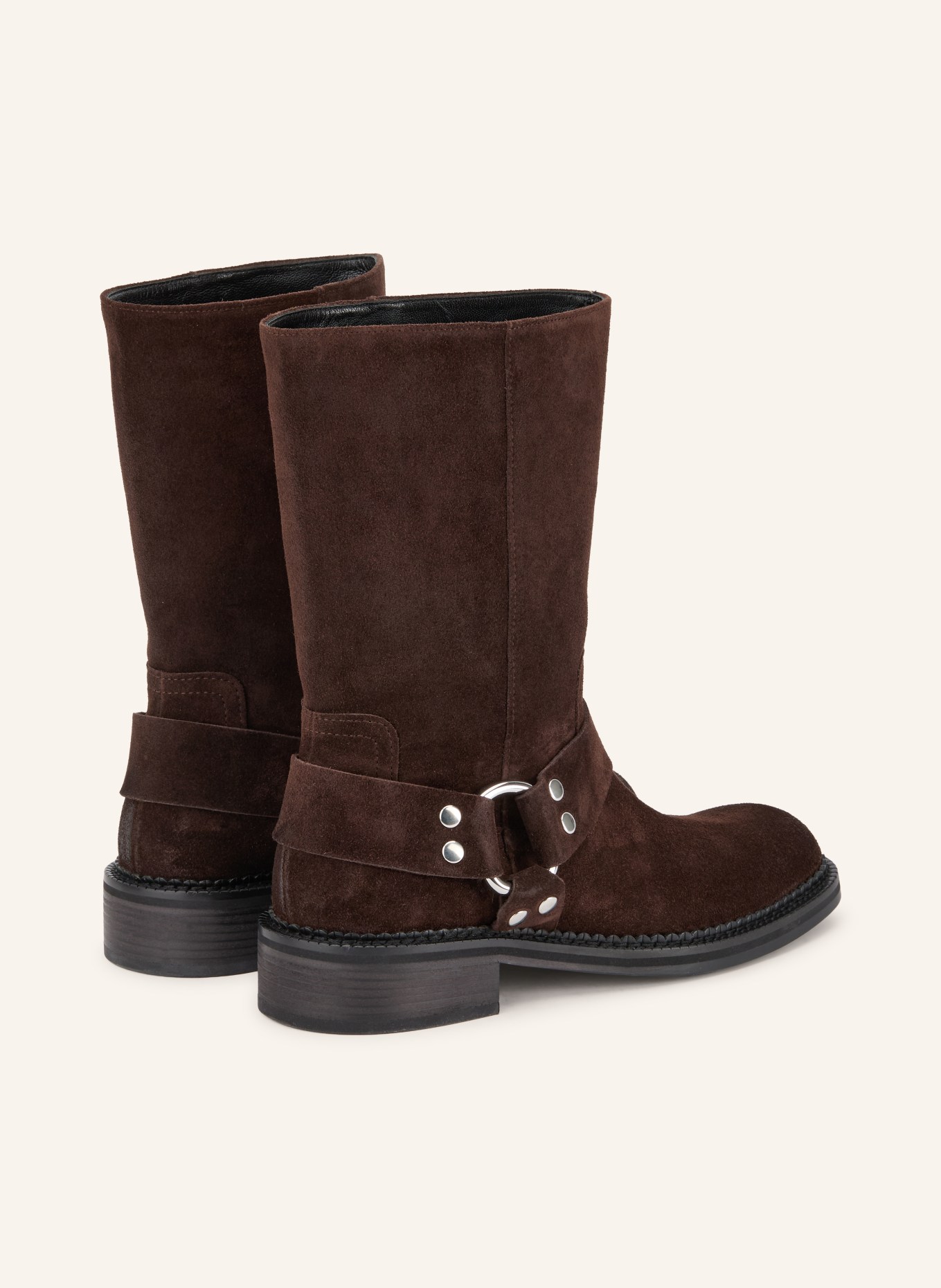 KENNEL & SCHMENGER Boots motardes ALORA à rivets: MARRON FONCÉ