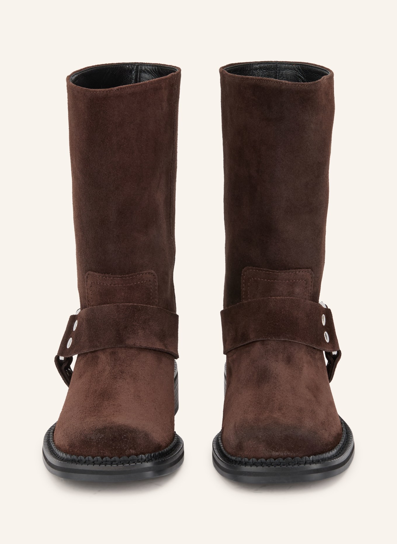 KENNEL & SCHMENGER Boots motardes ALORA à rivets: MARRON FONCÉ