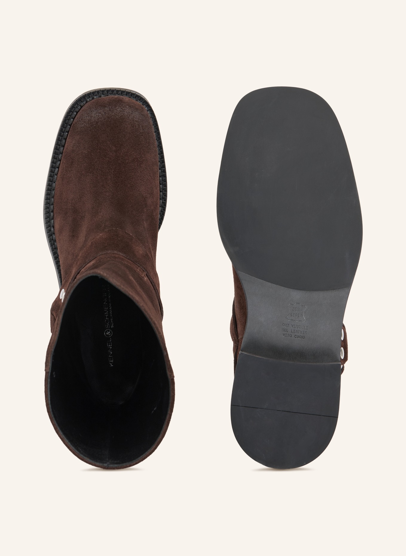 KENNEL & SCHMENGER Boots motardes ALORA à rivets: MARRON FONCÉ
