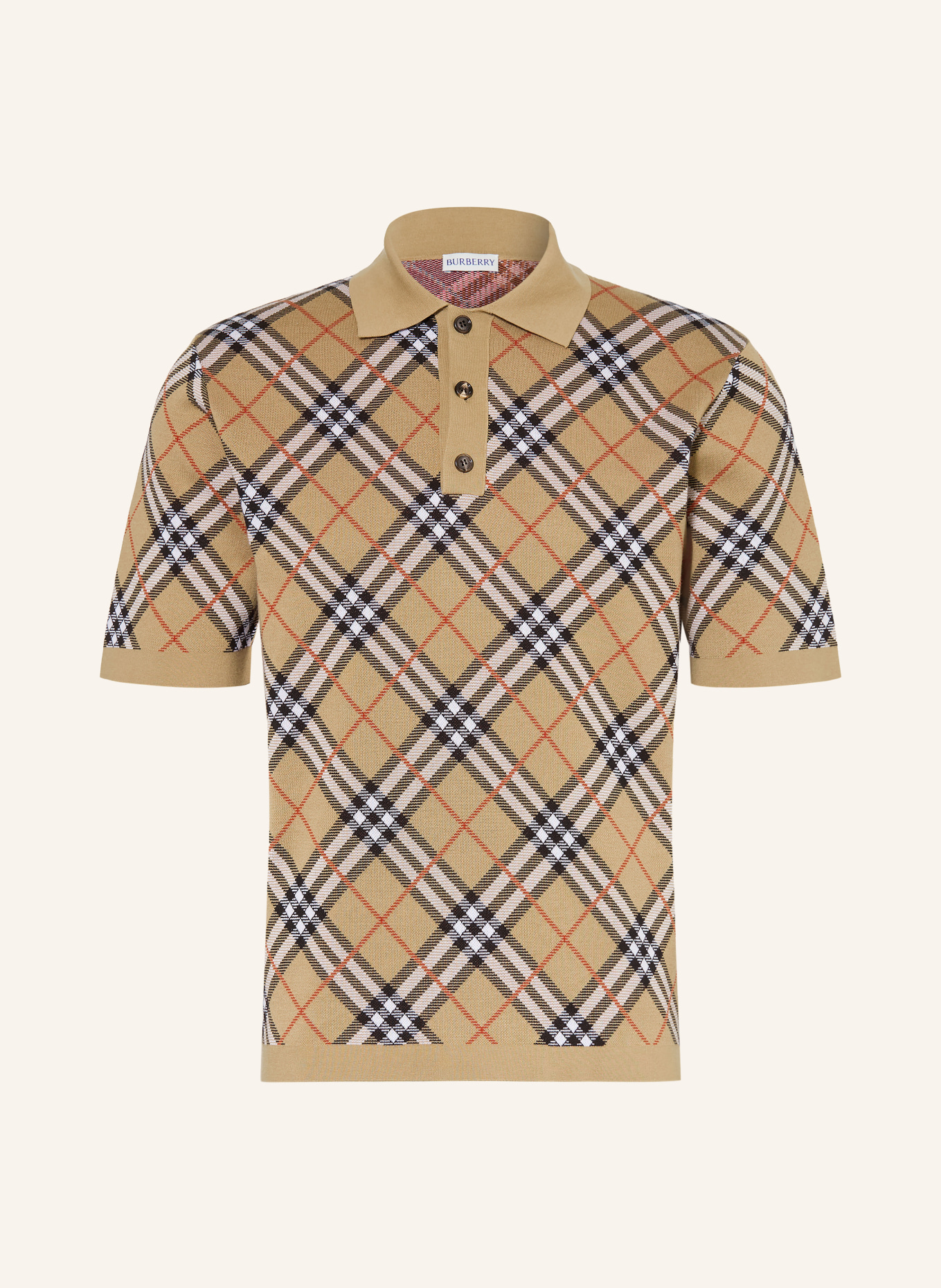 BURBERRY Stickad pikétröja MARLOW: KAMEL / RÖD / VIT