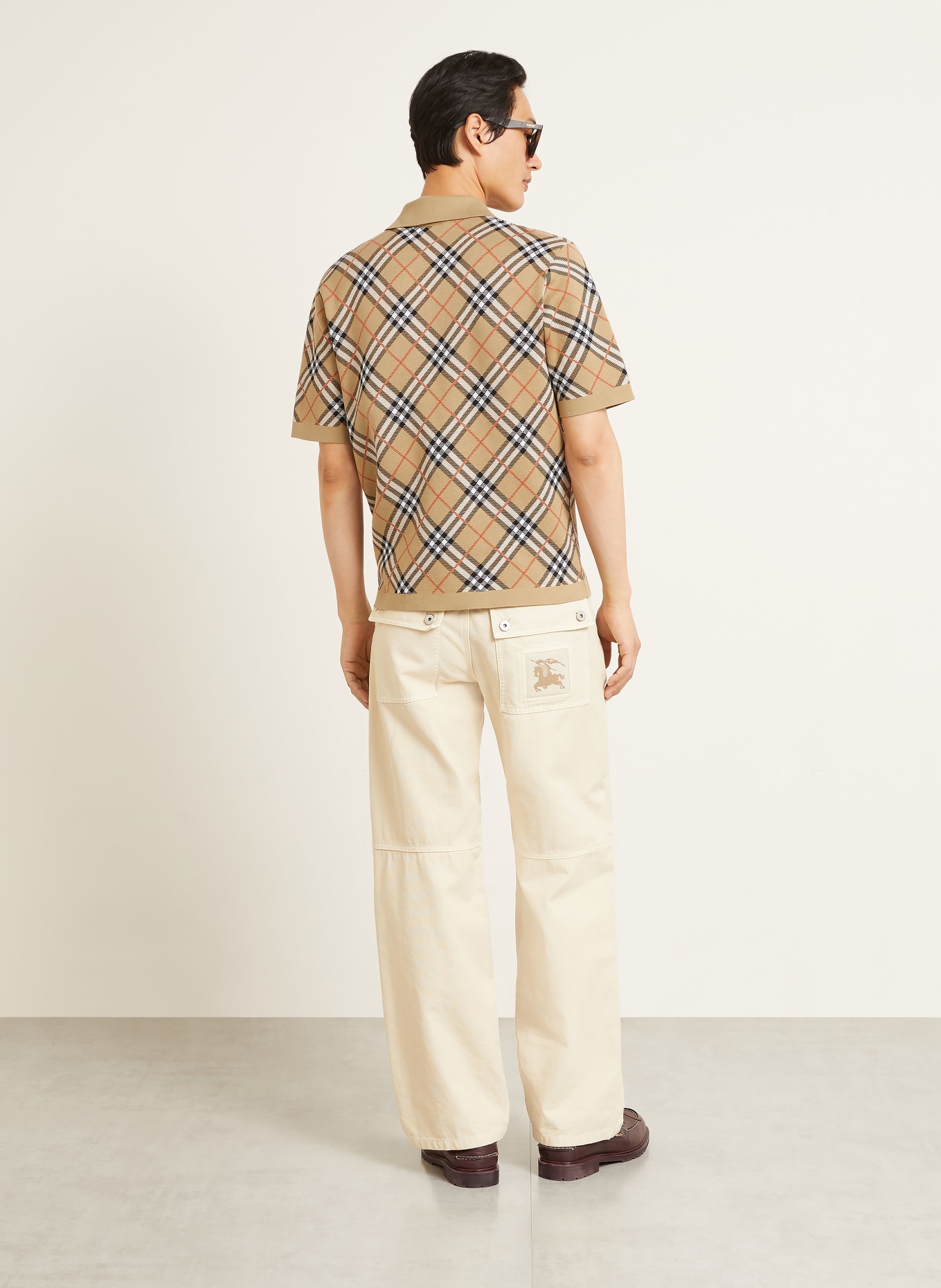 BURBERRY Stickad pikétröja MARLOW: KAMEL / RÖD / VIT