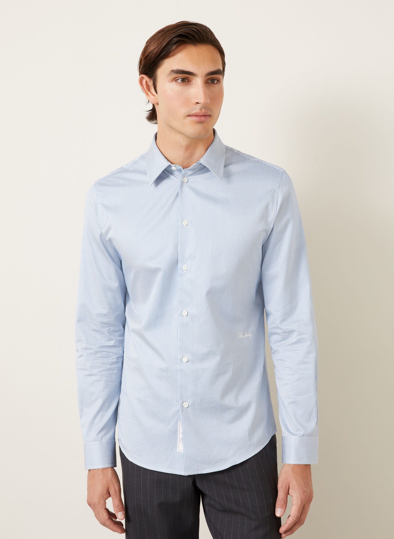 BURBERRY Hemd Slim Fit: BLAU / WEISS