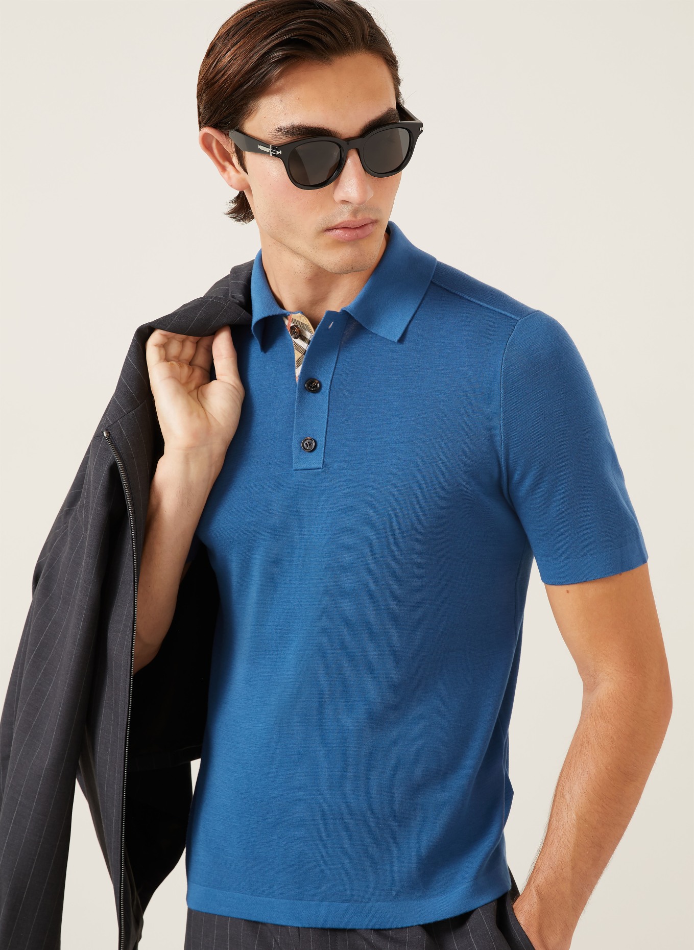 BURBERRY Koszulka polo z dzianiny MARCUS Classic Fit: NIEBIESKI