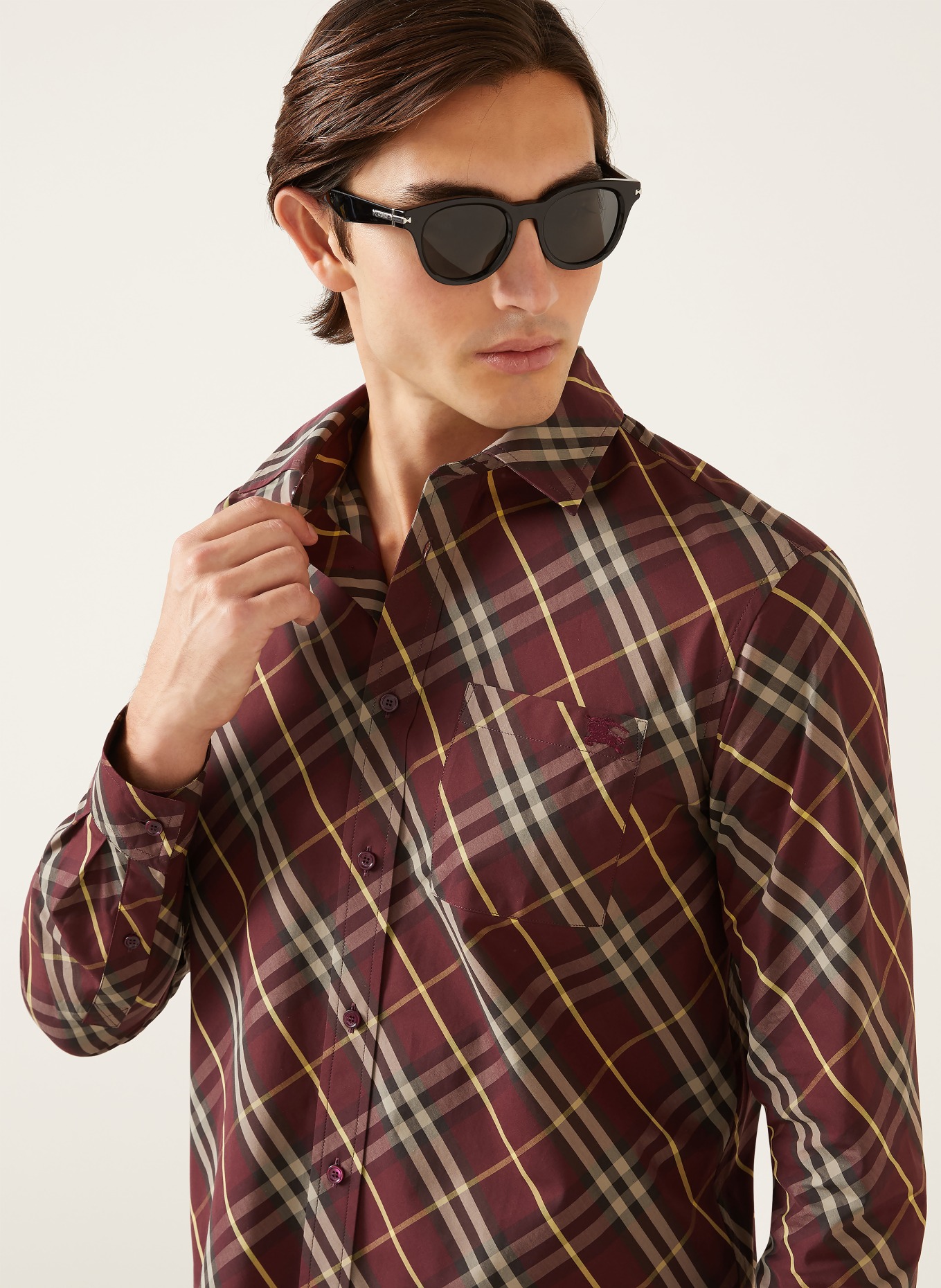 BURBERRY Koszula DONALD Classic Fit: CIEMNOCZERWONY / CIEMNOBRĄZOWY / JASNOŻÓŁTY
