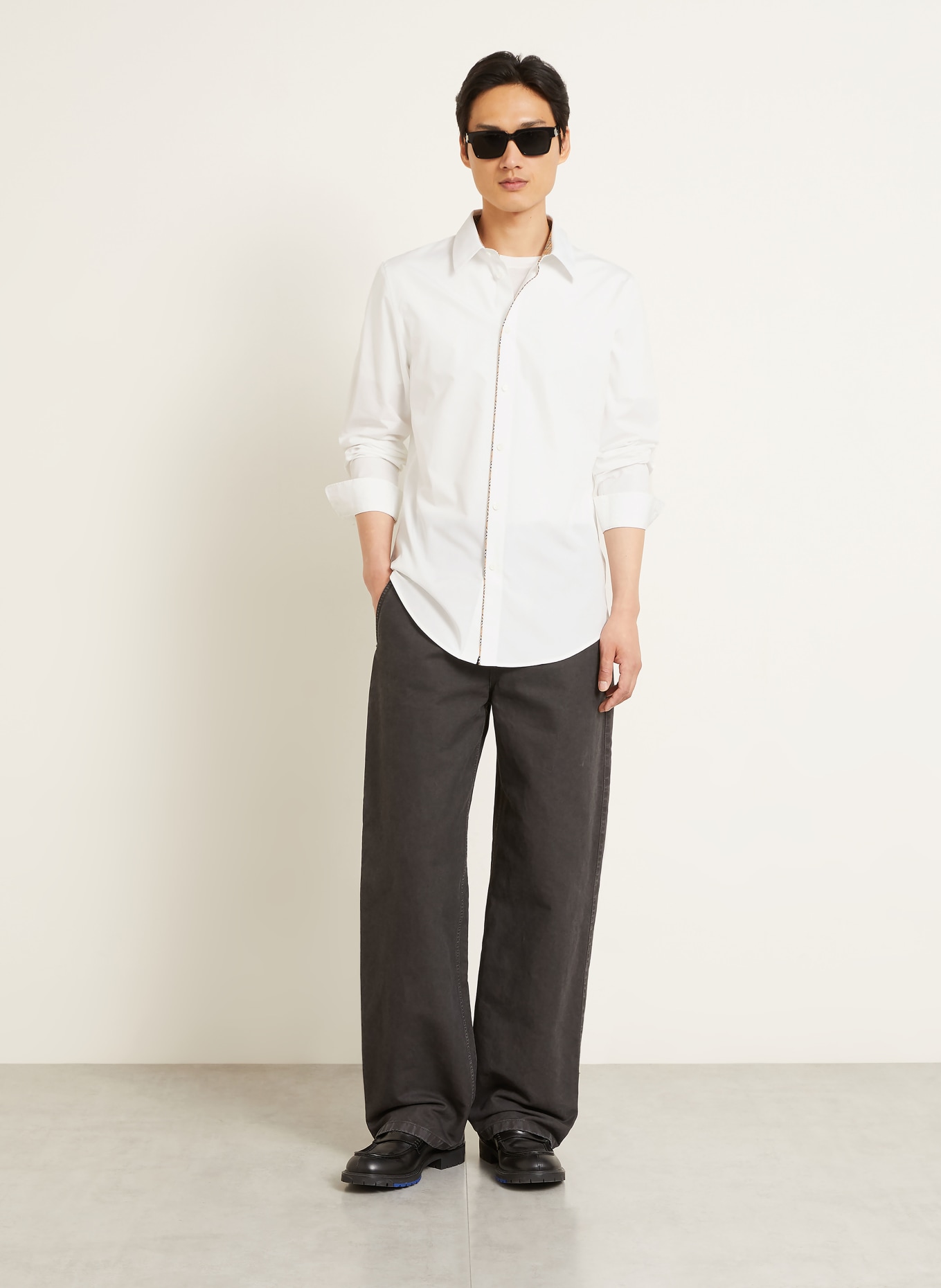 BURBERRY Overhemd Classic Fit: WIT / CAMEL / ZWART
