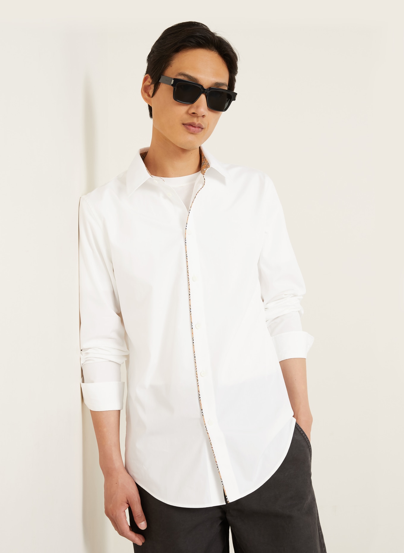 BURBERRY Overhemd Classic Fit: WIT / CAMEL / ZWART