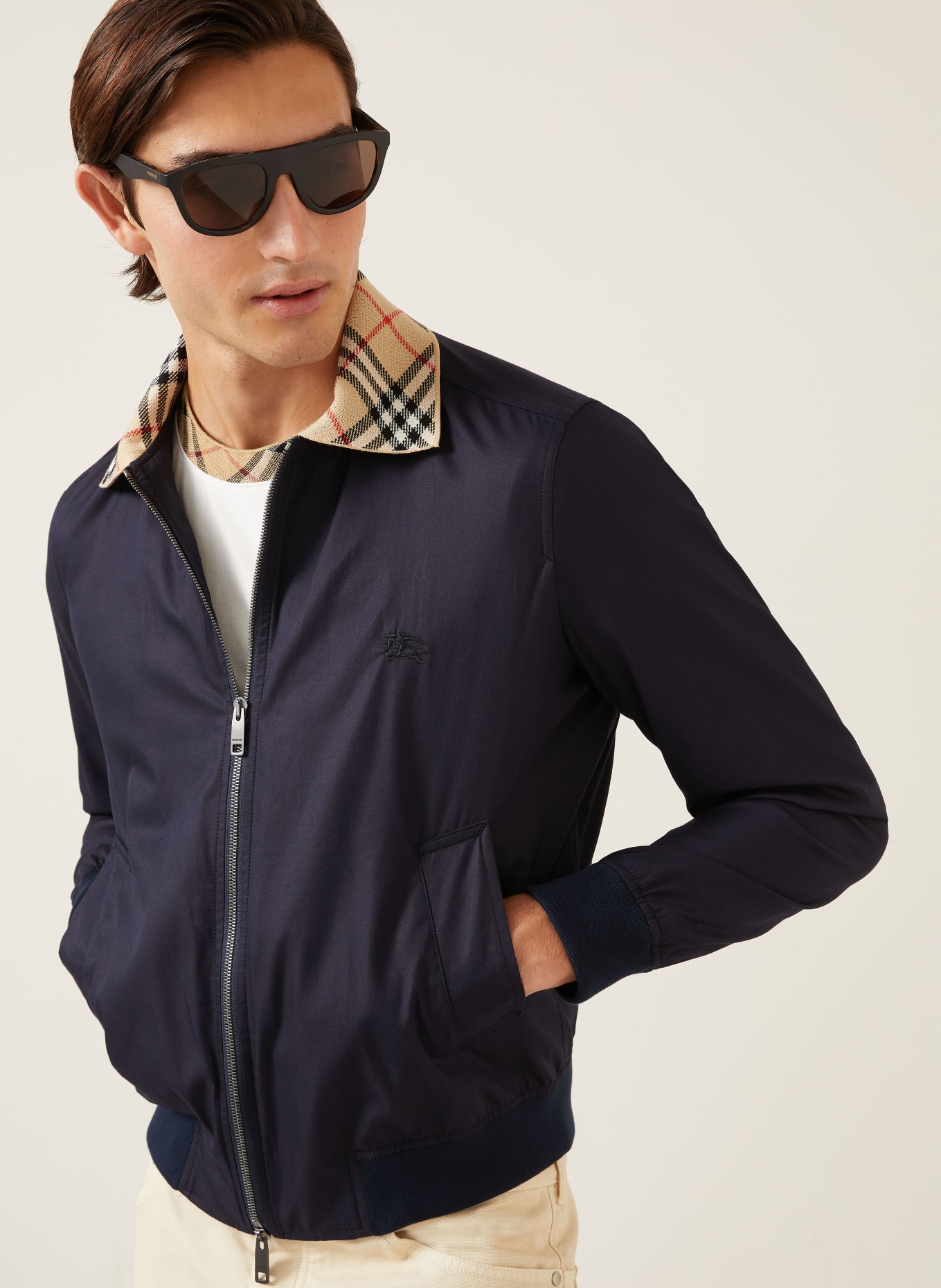 BURBERRY Blouson GLENFIELDS: DUNKELBLAU / BEIGE