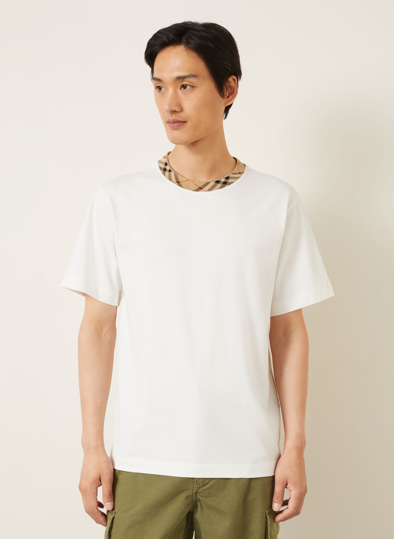 BURBERRY Tricou RYAN: ALB / BEJ / NEGRU