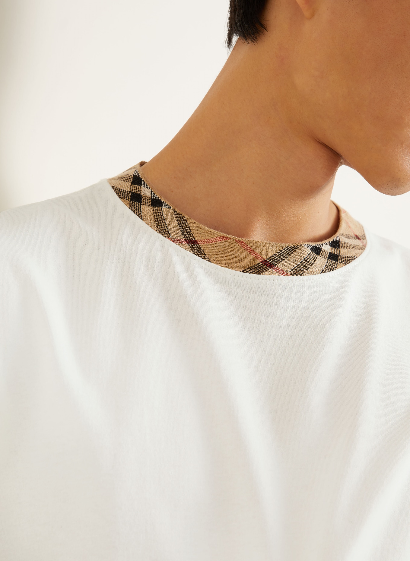 BURBERRY Tricou RYAN: ALB / BEJ / NEGRU