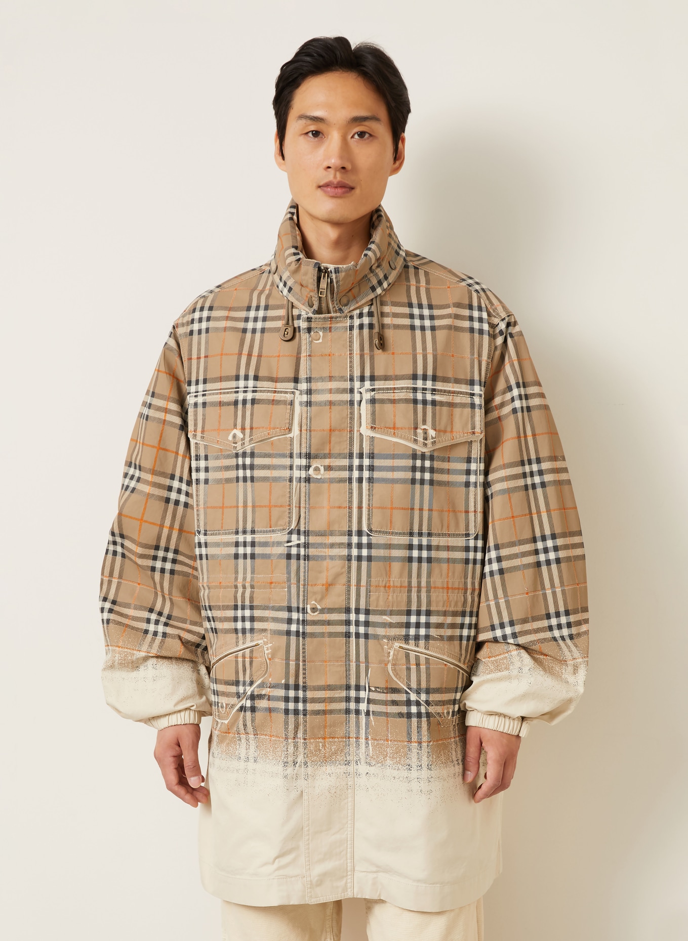 BURBERRY LANCASTER Trench coat: TAUPE / DARK ORANGE / WHITE