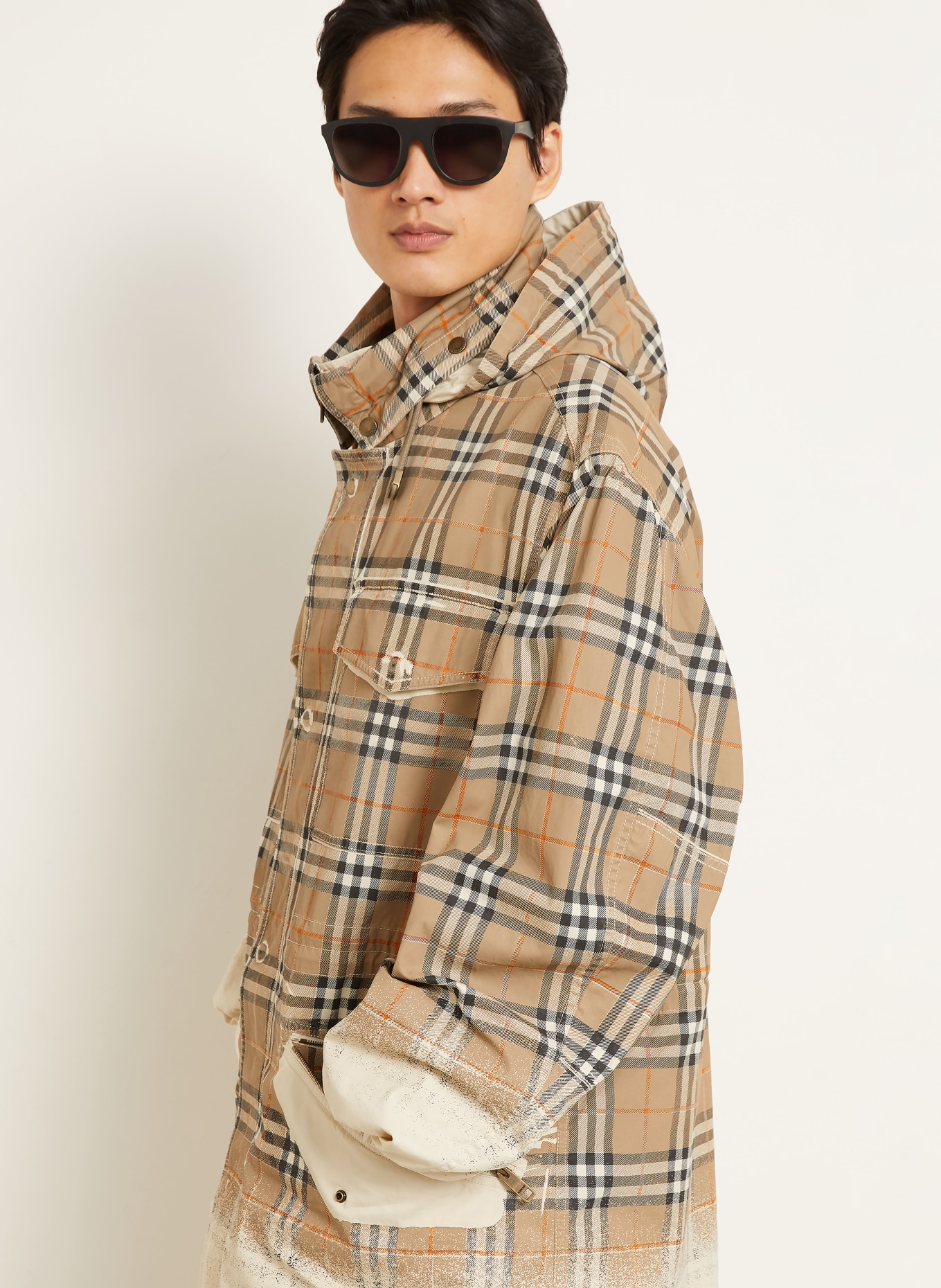 BURBERRY LANCASTER Trench coat: TAUPE / DARK ORANGE / WHITE